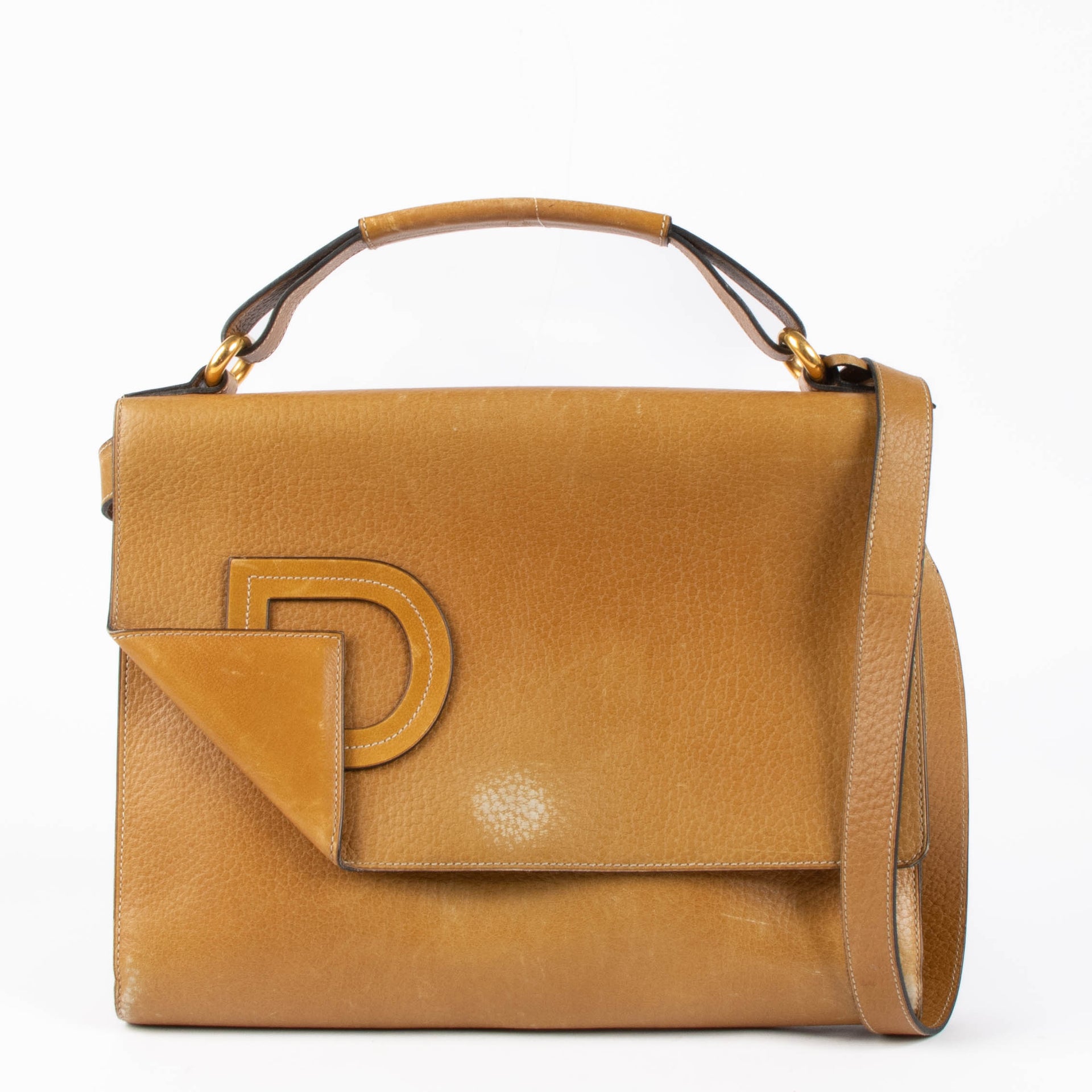 Delvaux Vintage Camel Leather Shoulder Bag
