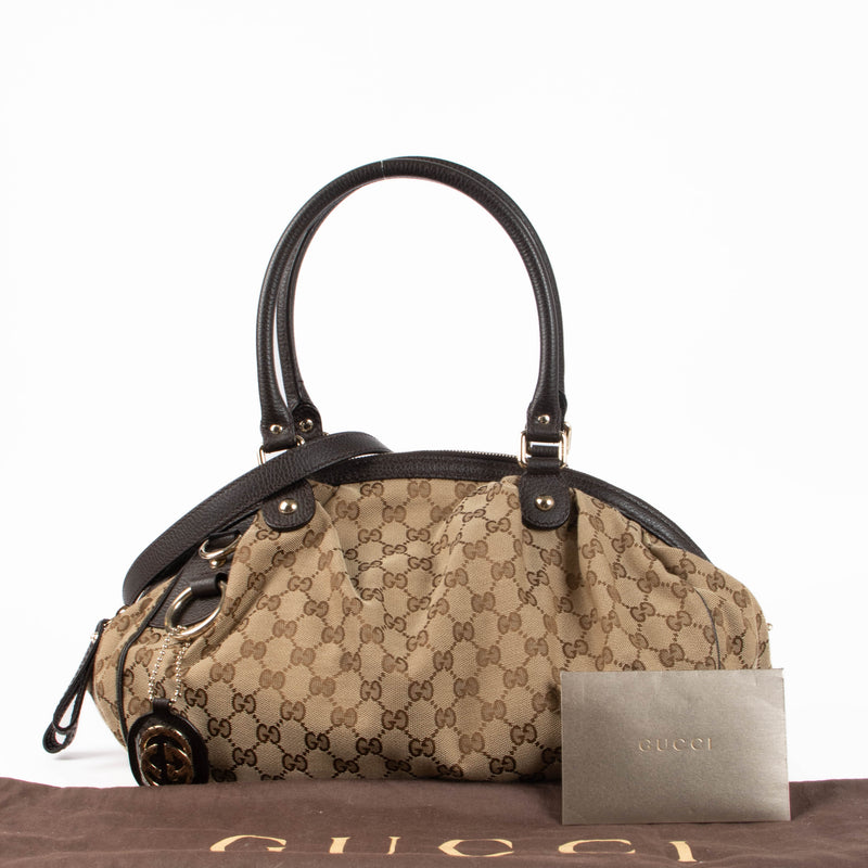 Shop the authentic Gucci GG Canvas Sukey Boston Bag second hand on Labellov.com
