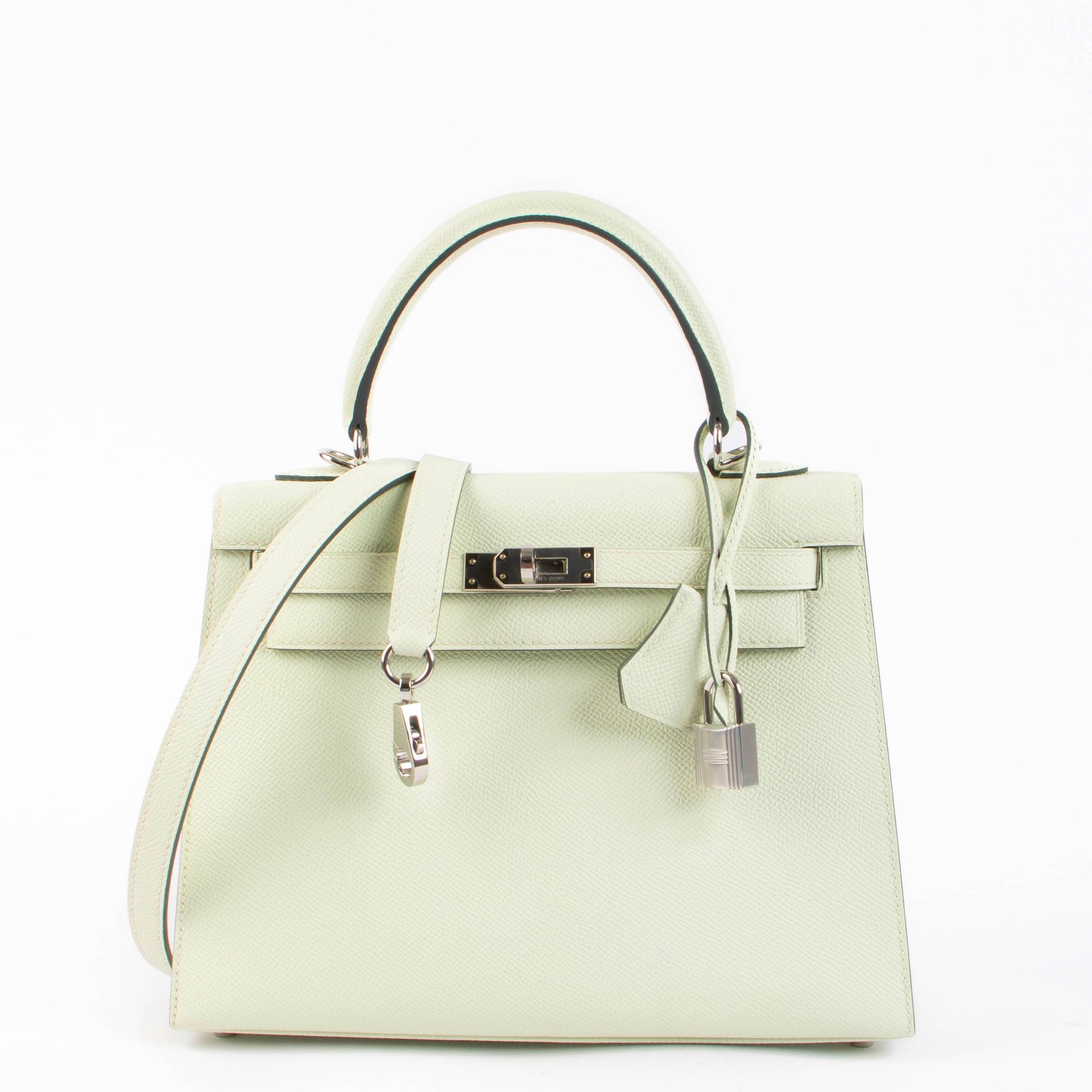 Hermes Kelly 25 Vert Fizz Epsom PHW