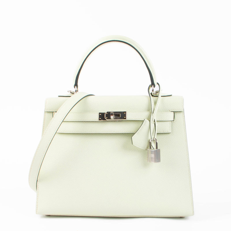 Hermes Kelly 25 Vert Fizz Epsom PHW
