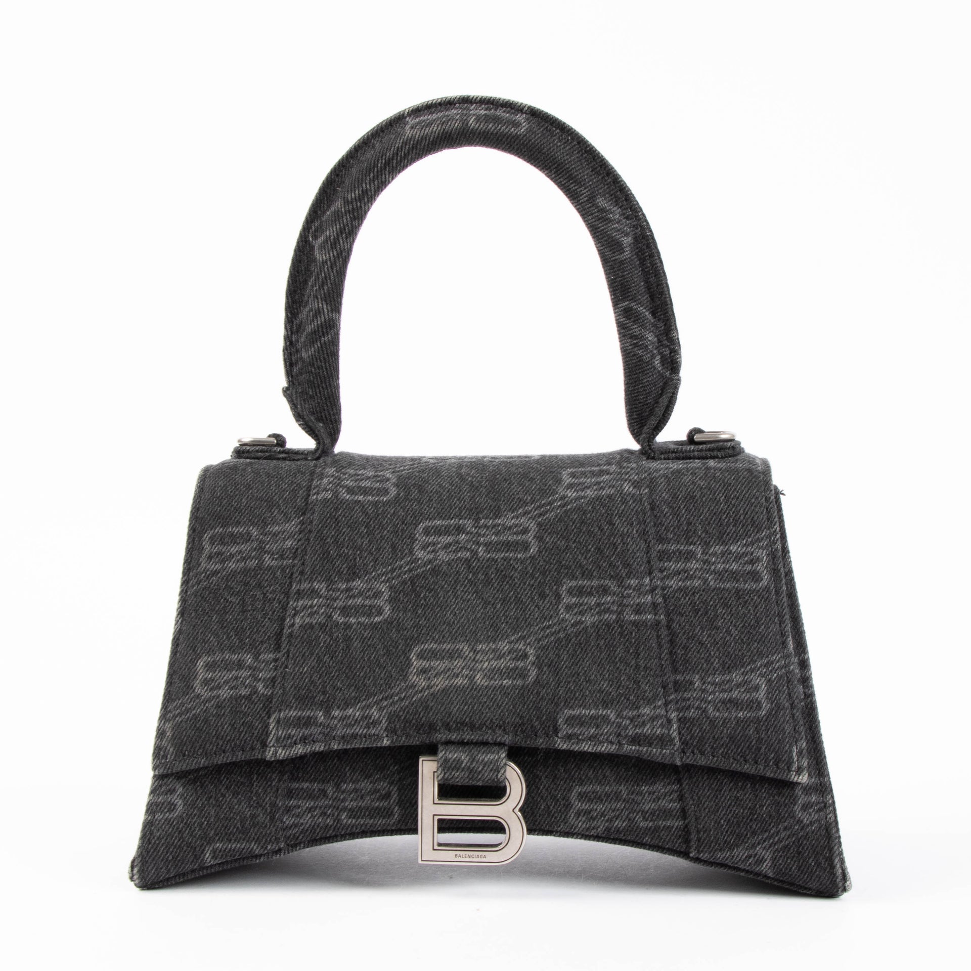 Shop this 100% authentic Balenciaga Black Denim BB Hourglass Small Bag at Labellov.com