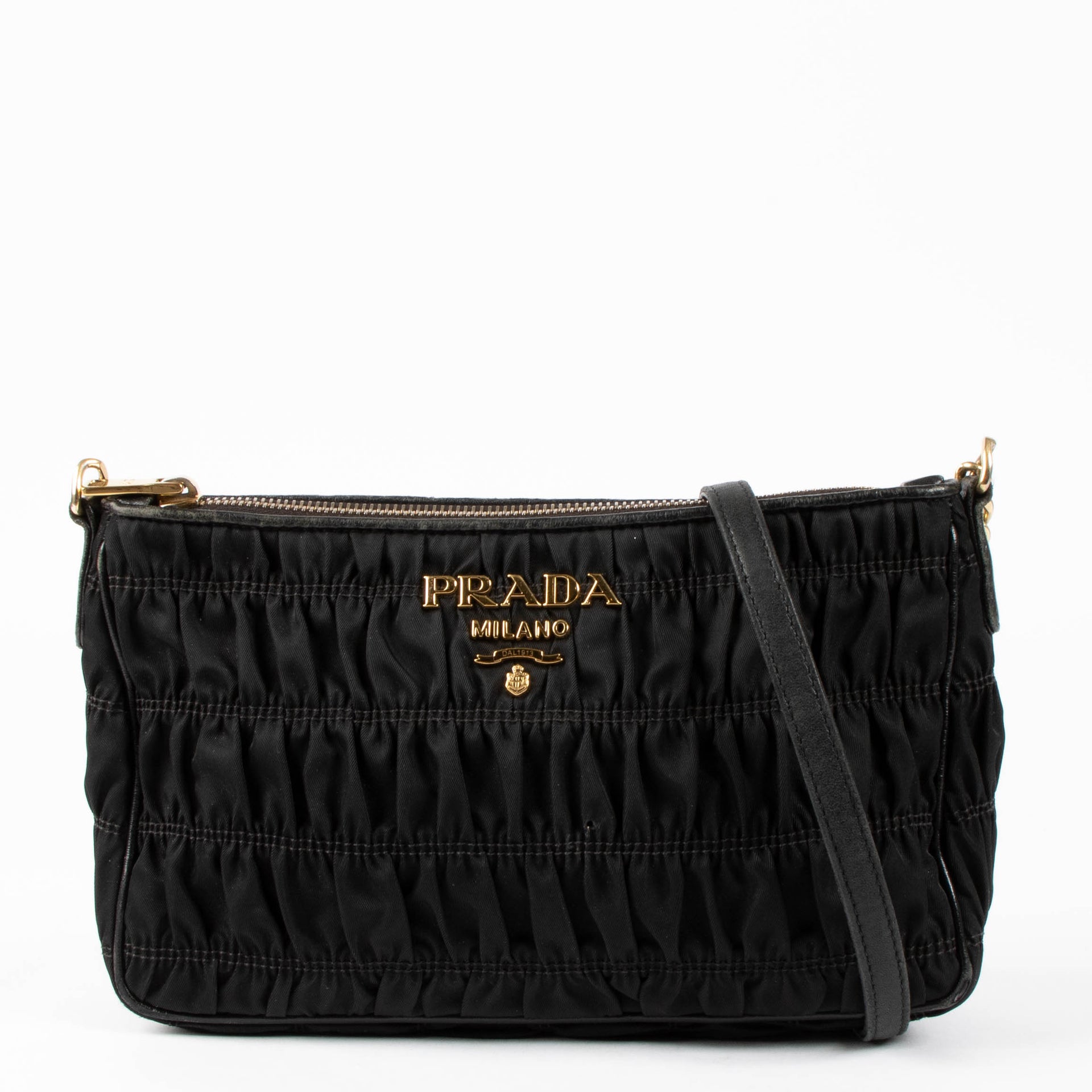 Shop this authentic Prada Black Gathered Nylon Chain Bag pre-loved on Labellov.com