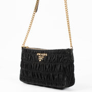 Shop this authentic Prada Black Gathered Nylon Chain Bag pre-loved on Labellov.com