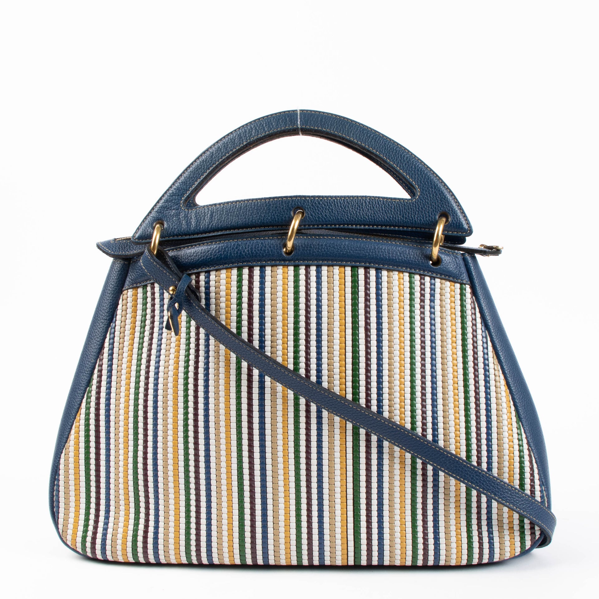 Shop the authentic Delvaux Blue Toile de Cuir Mango GM Bag second hand on Labellov.com