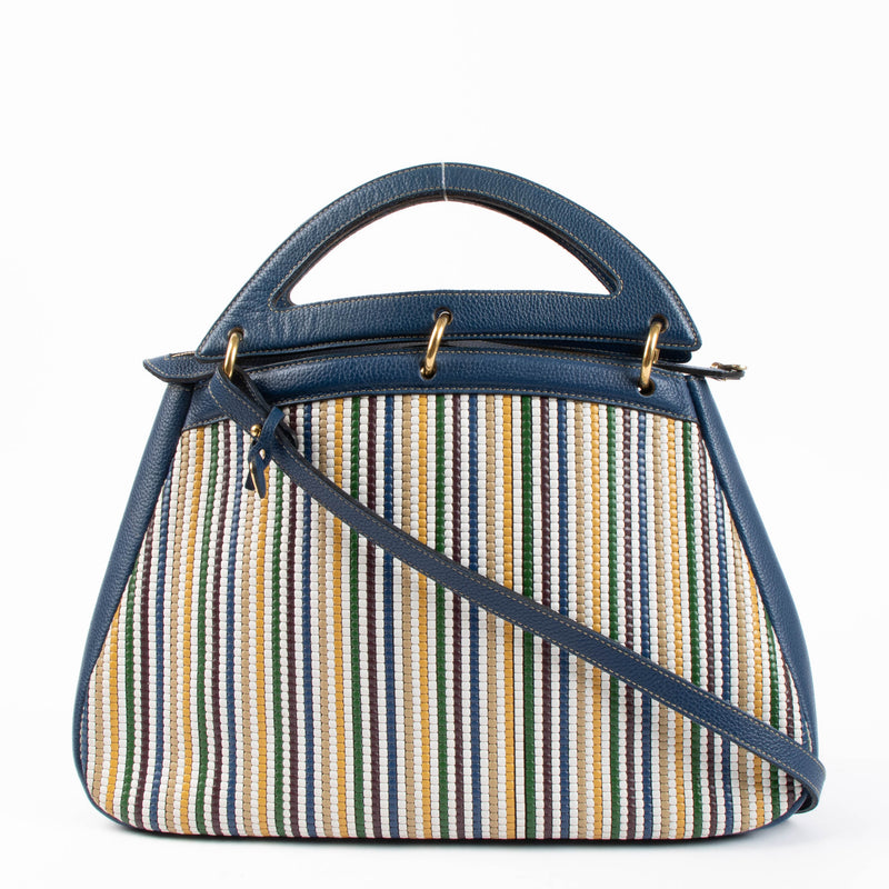 Shop the authentic Delvaux Blue Toile de Cuir Mango GM Bag second hand on Labellov.com