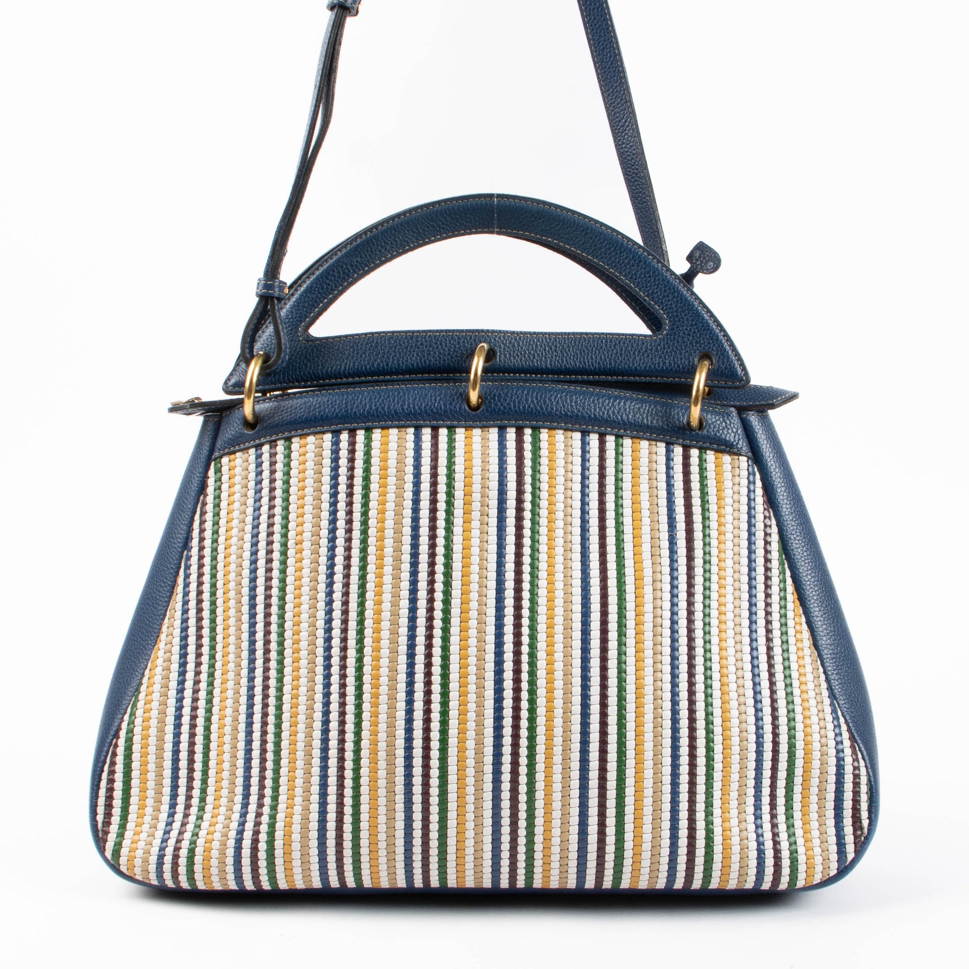 Shop the authentic Delvaux Blue Toile de Cuir Mango GM Bag second hand on Labellov.com