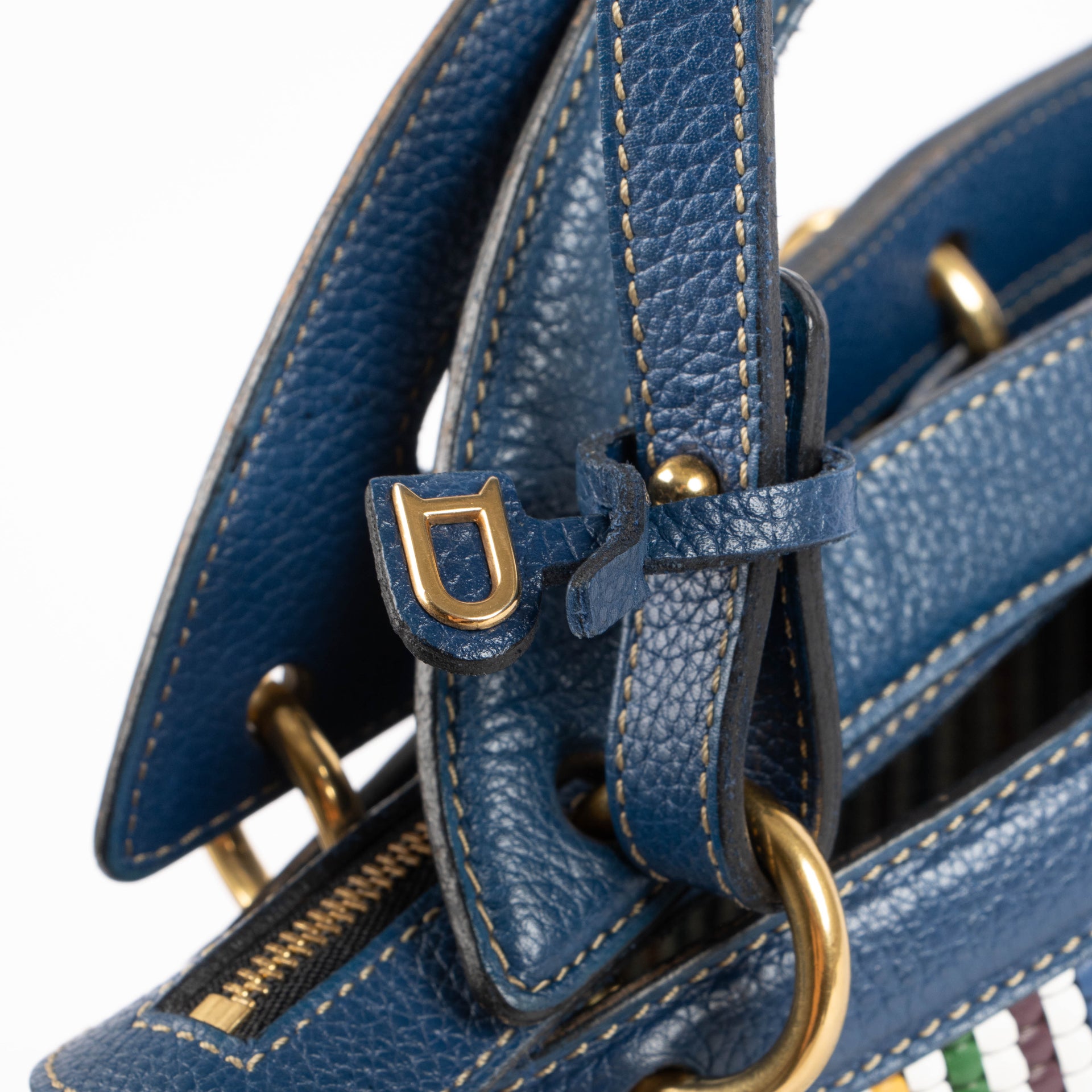 Shop the authentic Delvaux Blue Toile de Cuir Mango GM Bag second hand on Labellov.com