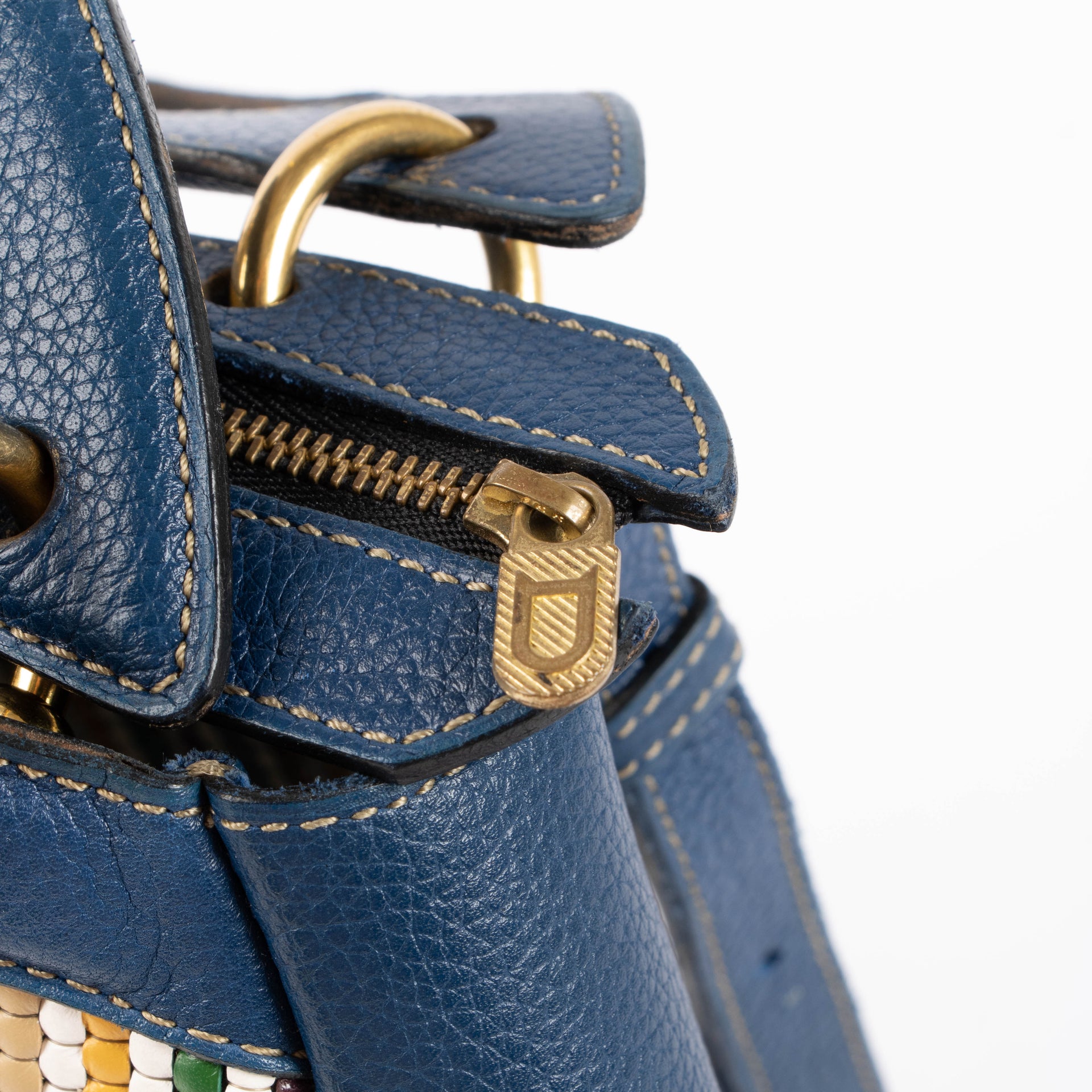 Shop the authentic Delvaux Blue Toile de Cuir Mango GM Bag second hand on Labellov.com