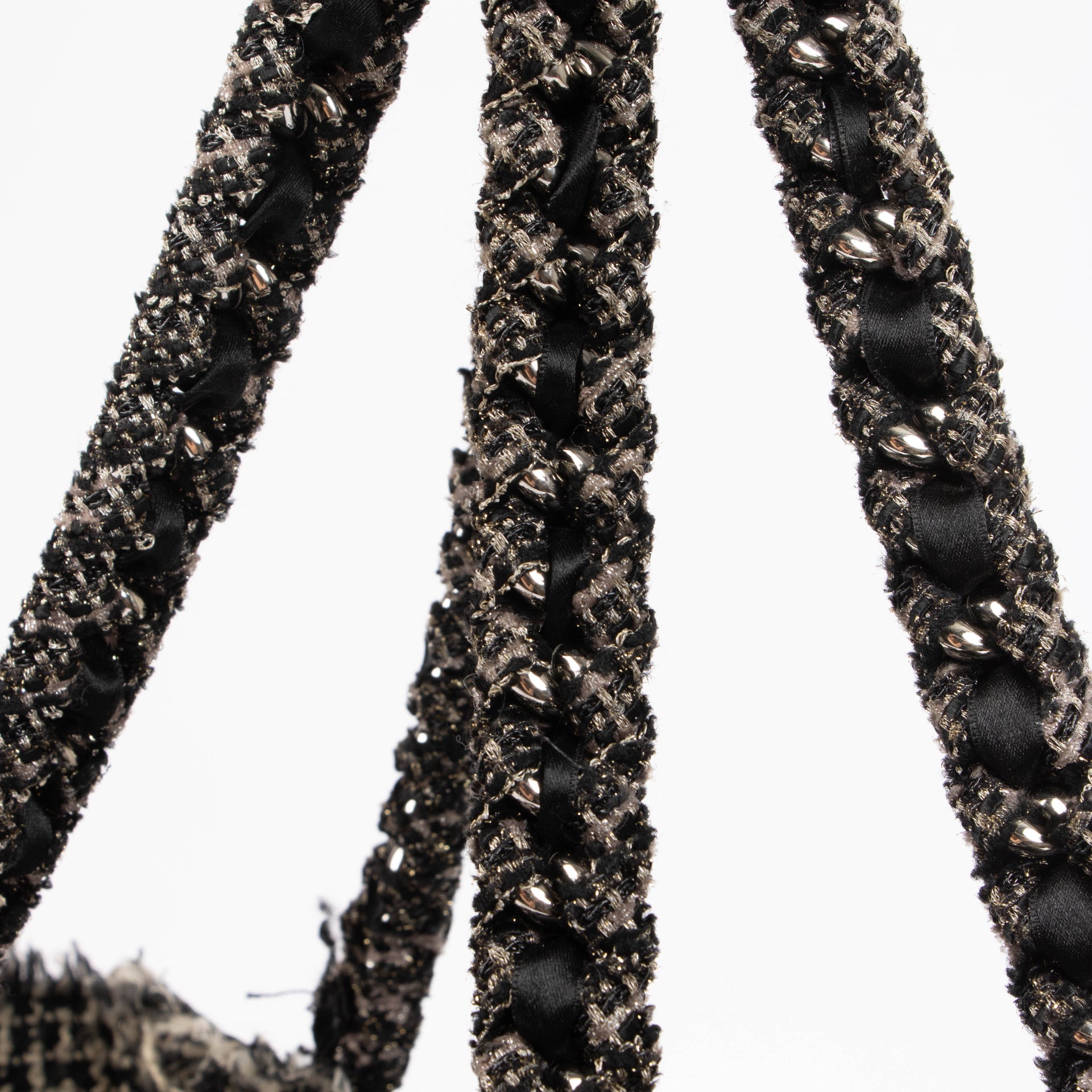 Chanel Black Calfskin Tweed Trim Tote bag