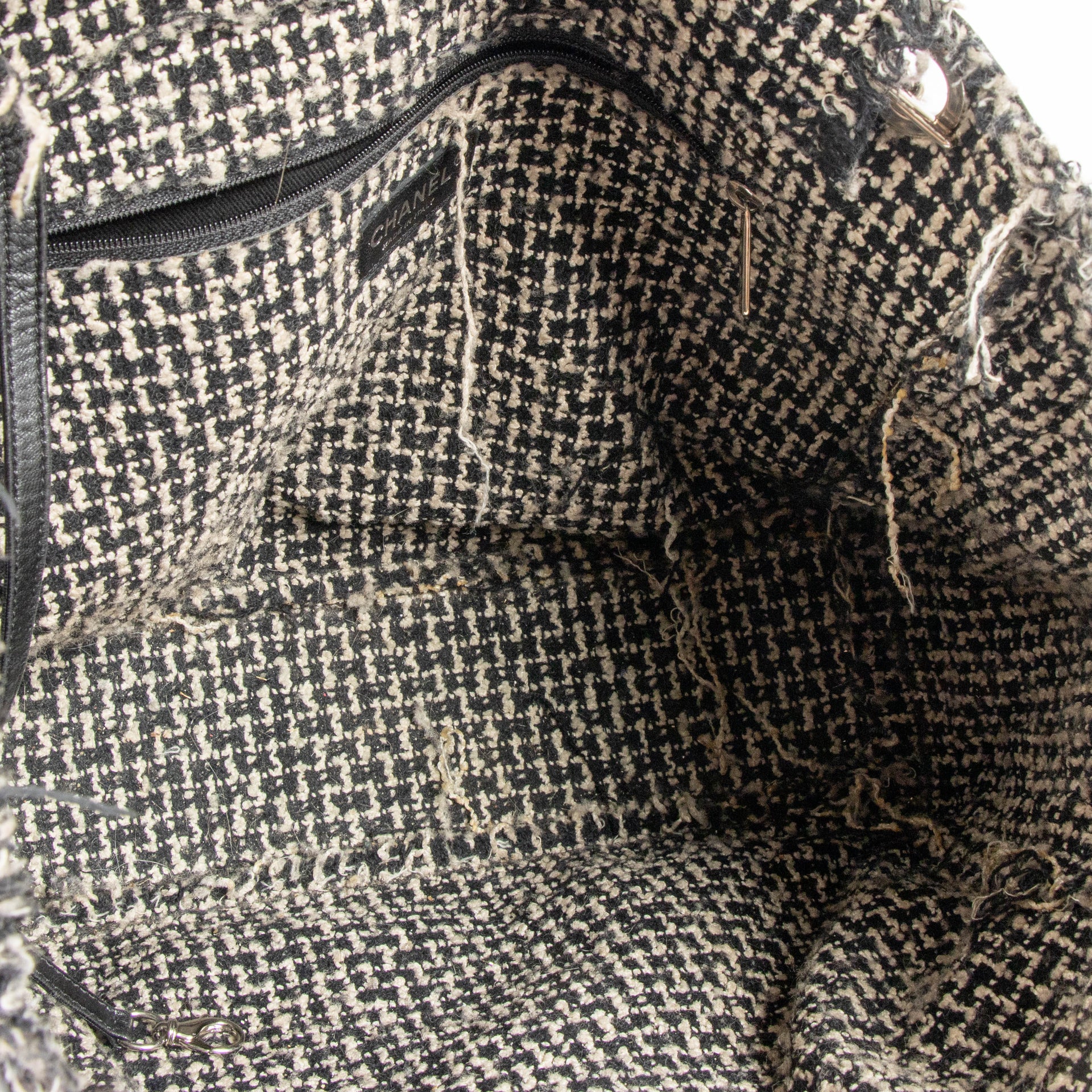 Chanel Black Calfskin Tweed Trim Tote bag