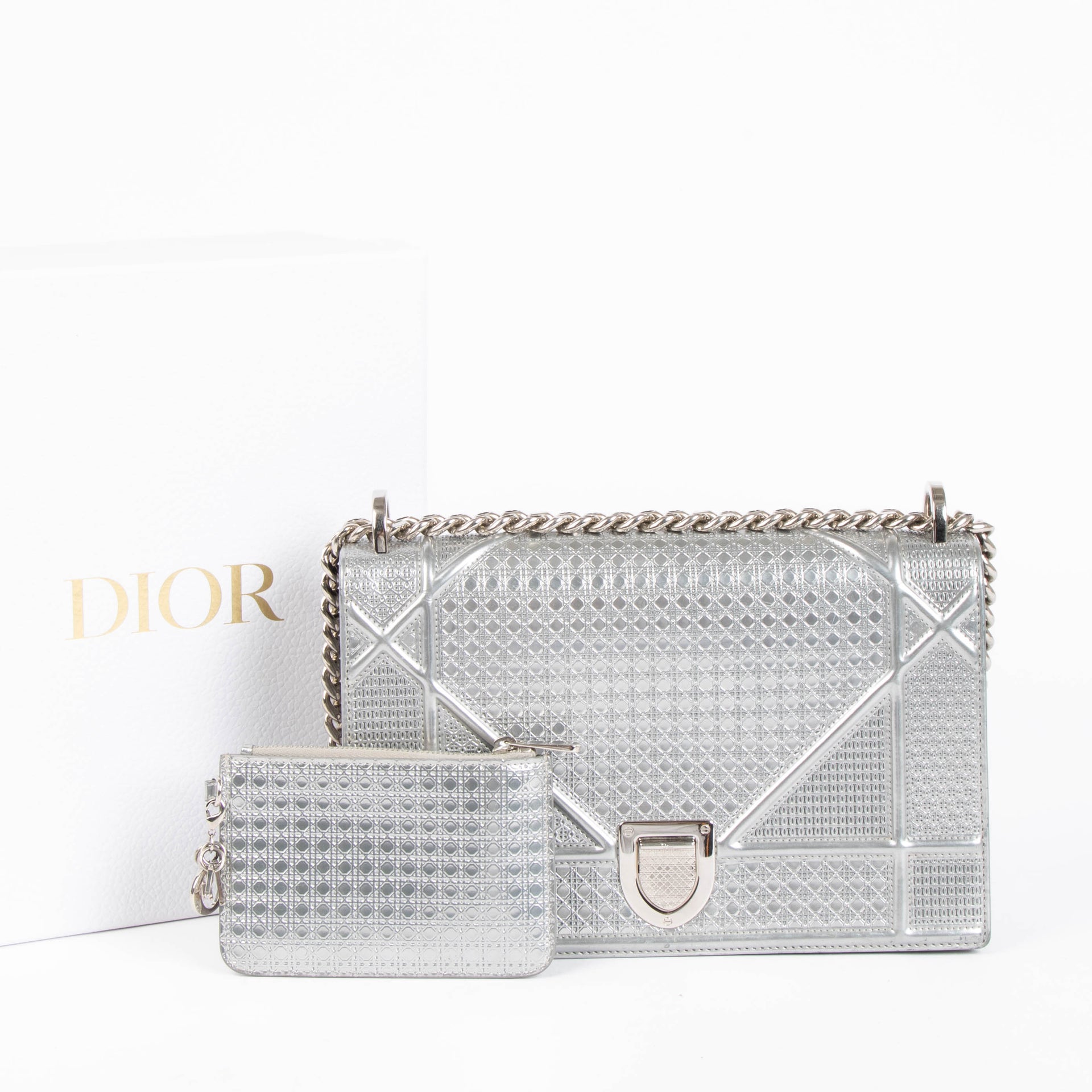 Christian Dior Silver Medium Diorama Bag