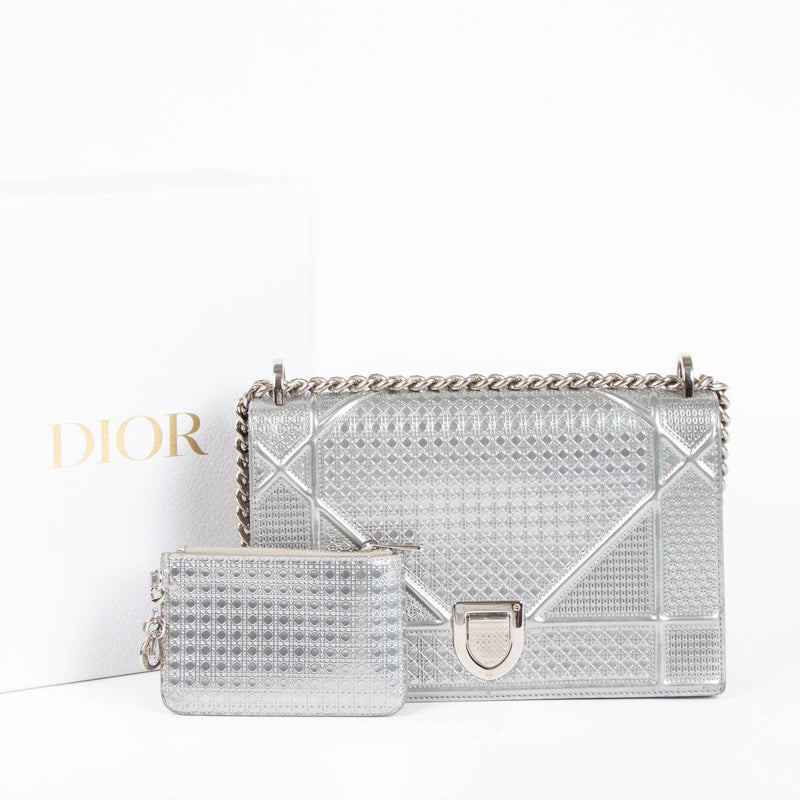 Christian Dior Silver Medium Diorama Bag
