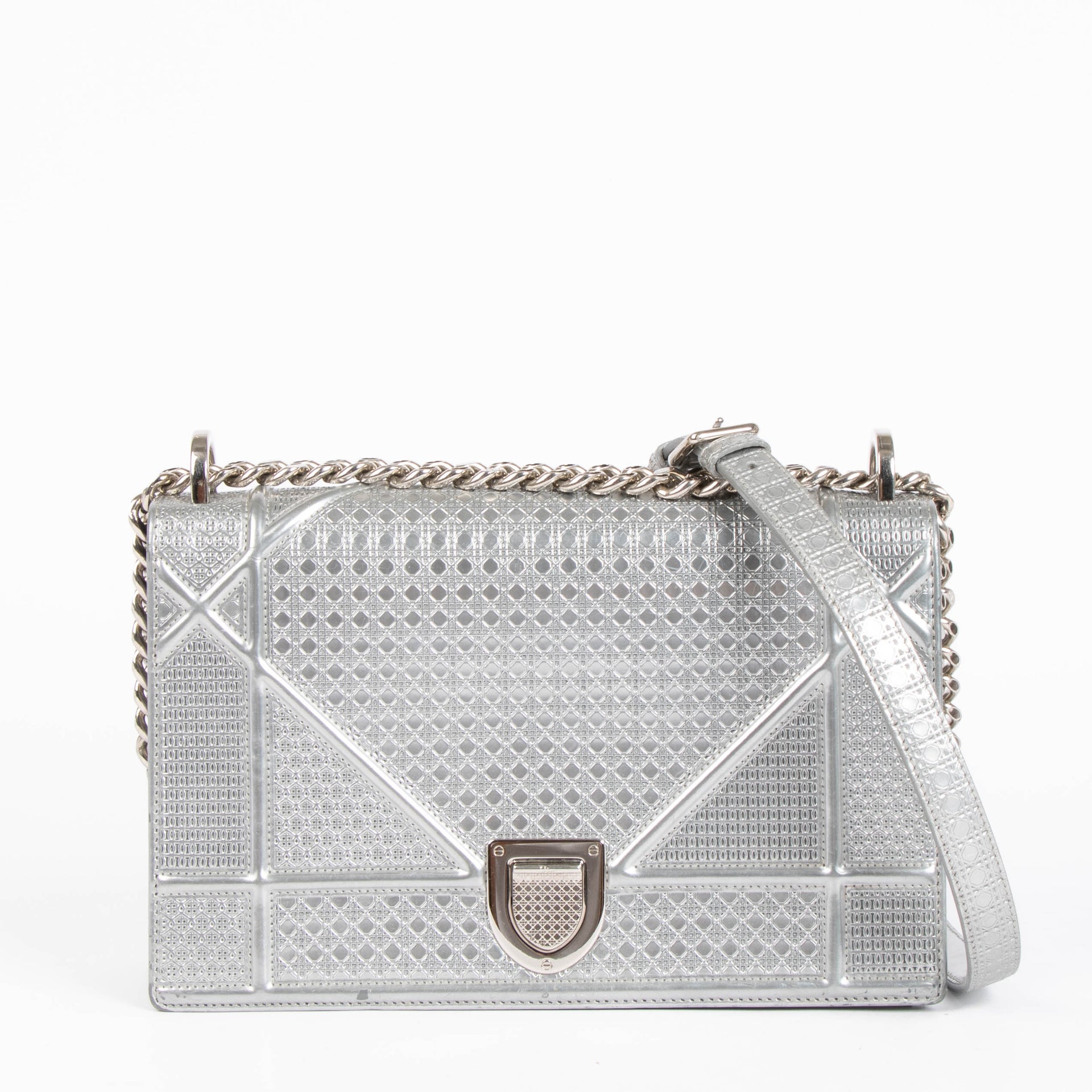 Christian Dior Silver Medium Diorama Bag