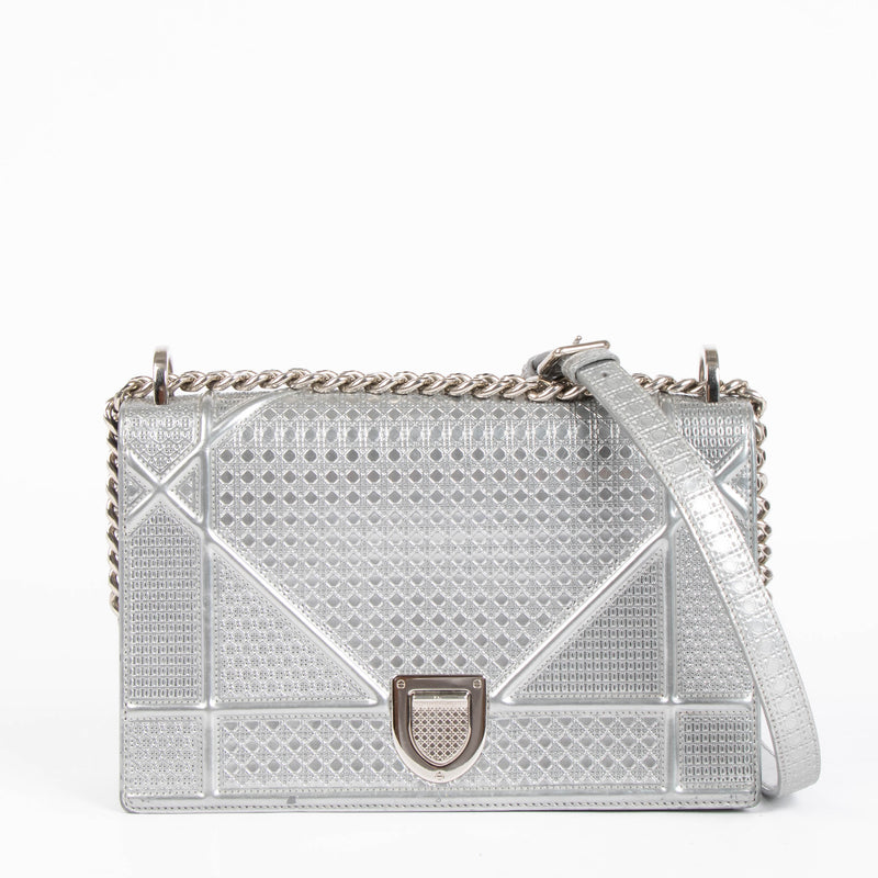 Christian Dior Silver Medium Diorama Bag