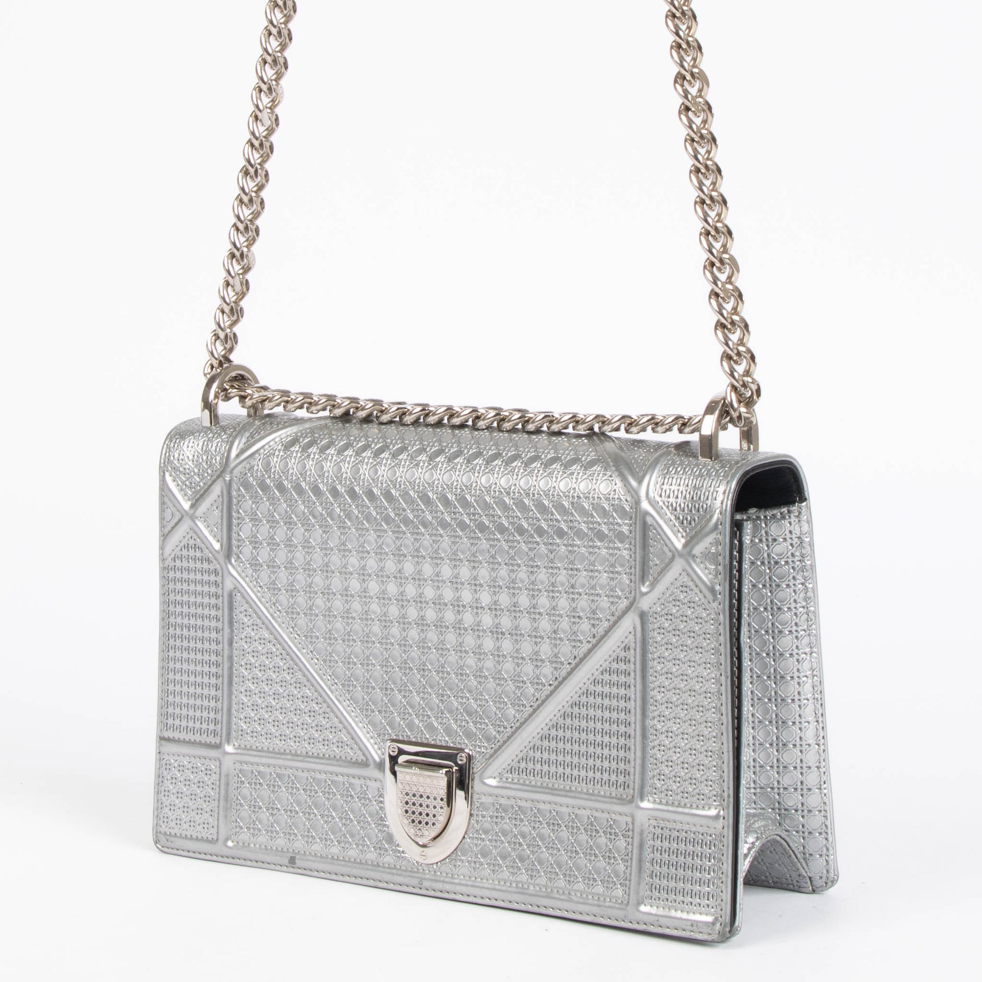 Christian Dior Silver Medium Diorama Bag