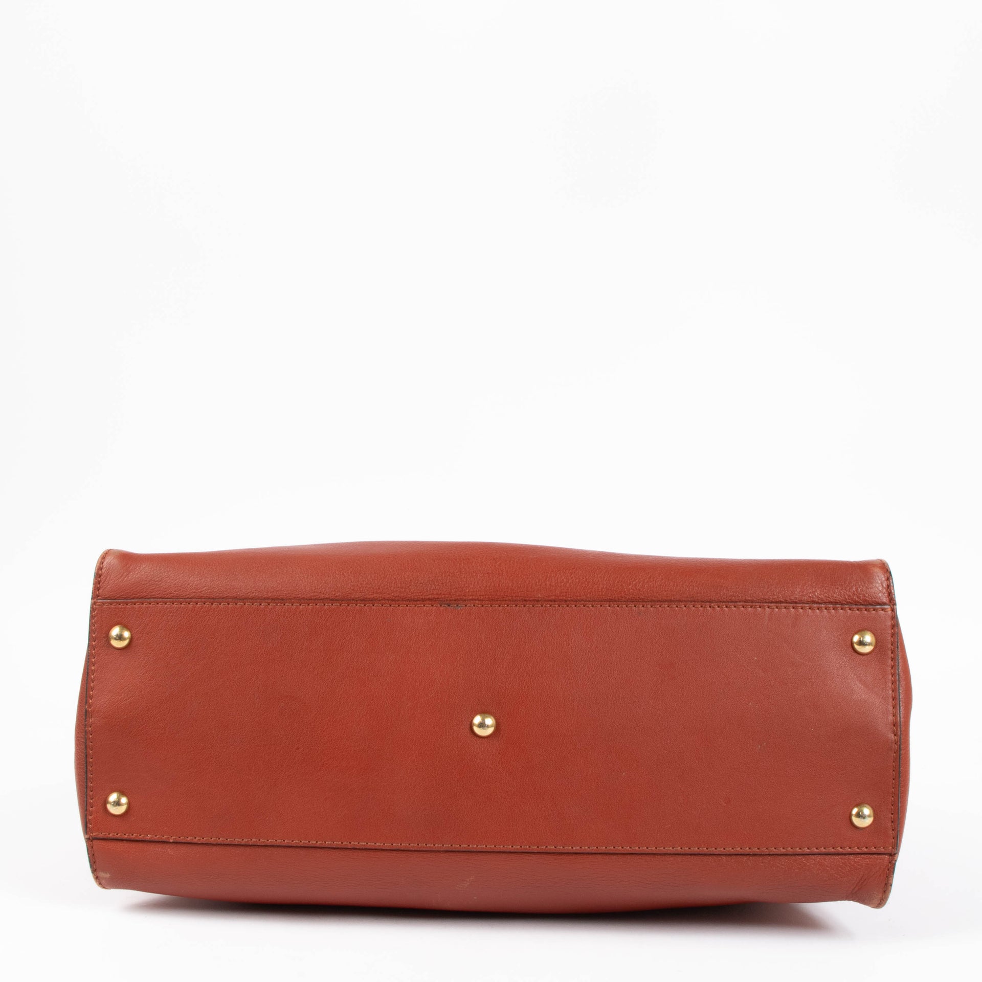 Shop the authentic Fendi Rust Leather Large Peekaboo Handbag second hand on Labellov.com