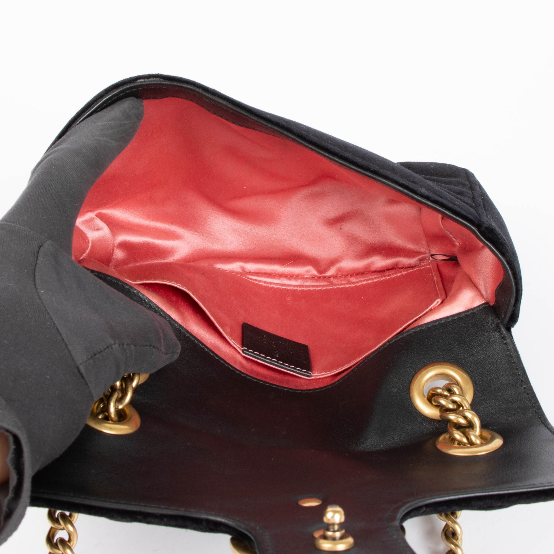 Gucci Black Velvet Small GG Marmont Bag