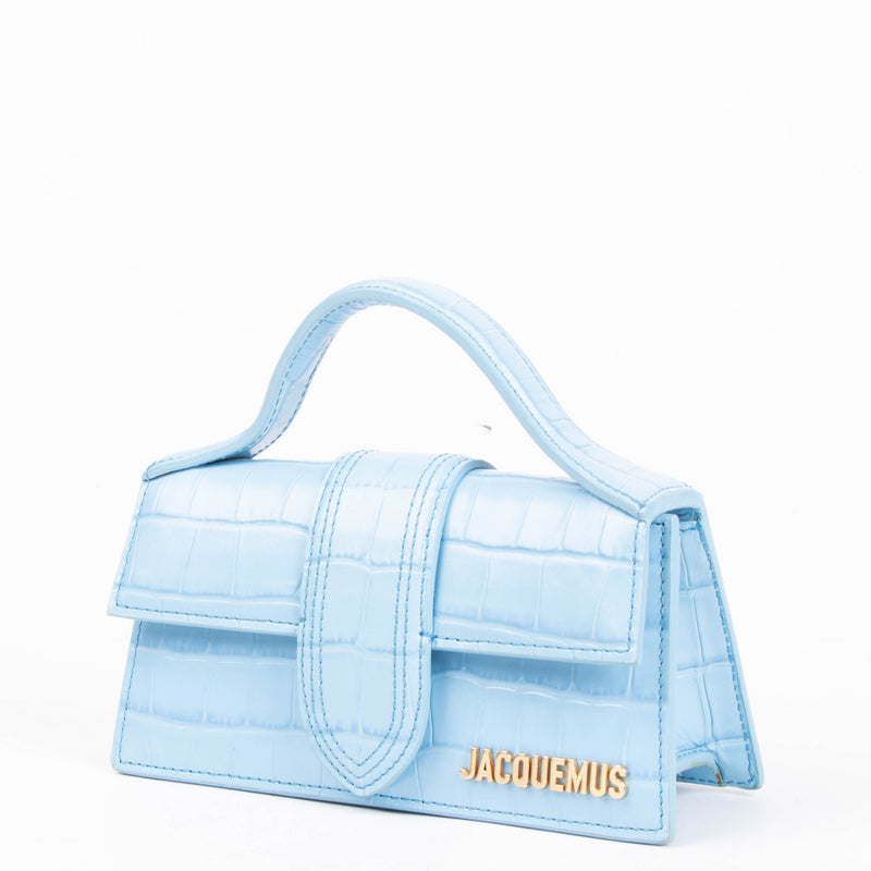 Jacquemus Blue Crocodile Embossed Le Bambino Bag