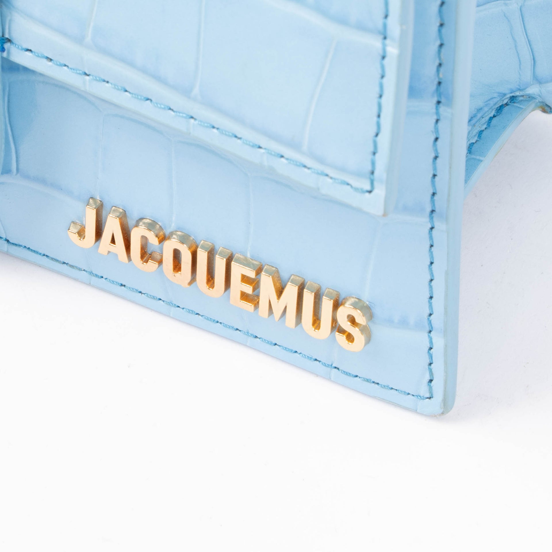 Jacquemus Blue Crocodile Embossed Le Bambino Bag
