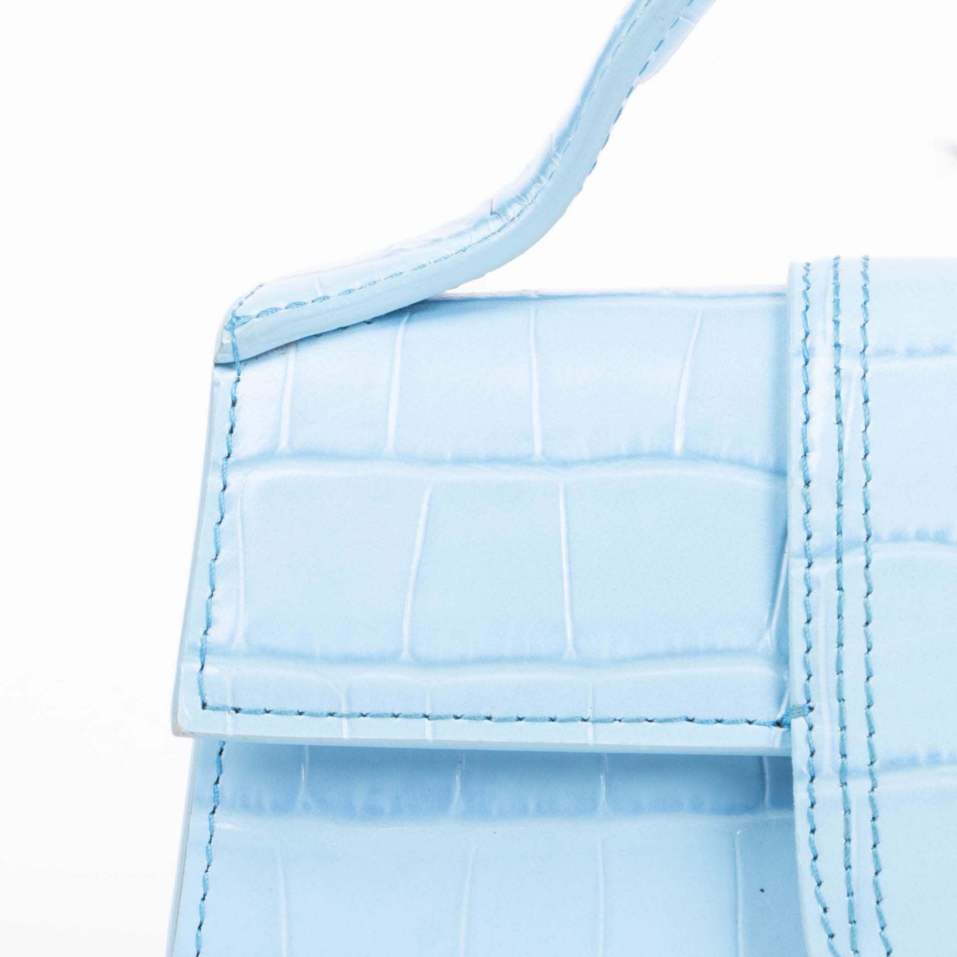 Jacquemus Blue Crocodile Embossed Le Bambino Bag