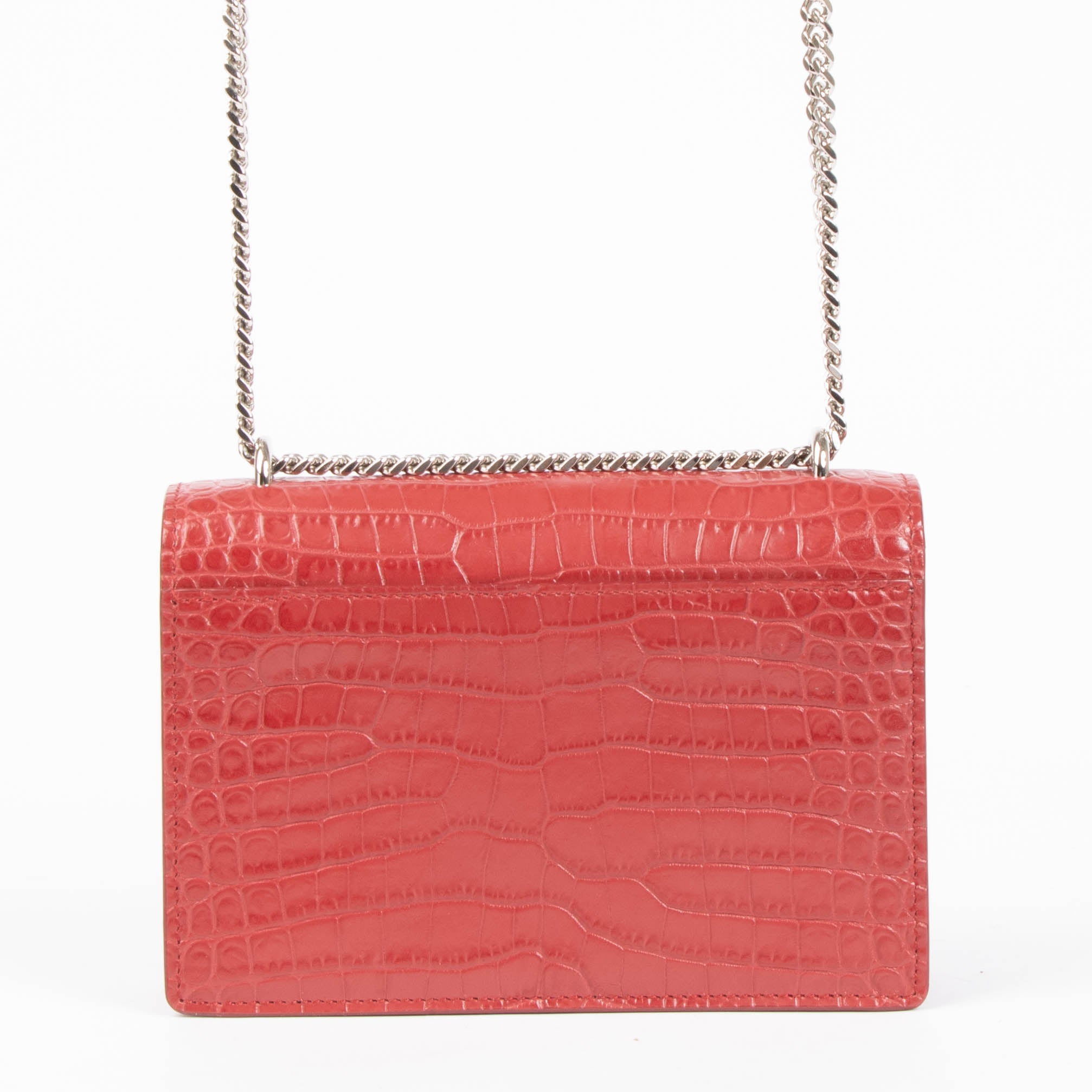 Saint Laurent Red Crocodile Embossed Sunset Small Bag – Labellov