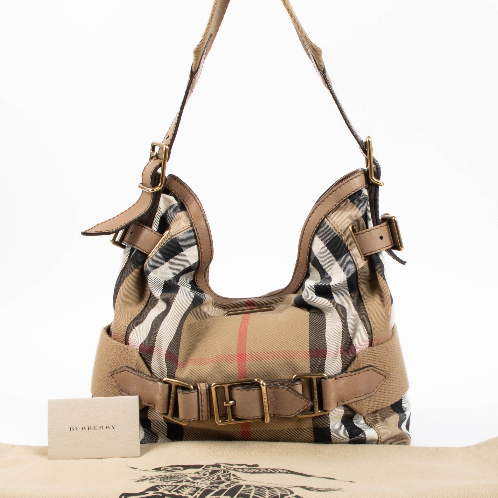 Shop the authentic Burberry House Check Canvas Parsons Hobo Bag second hand on Labellov.com