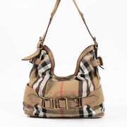 Shop the authentic Burberry House Check Canvas Parsons Hobo Bag second hand on Labellov.com