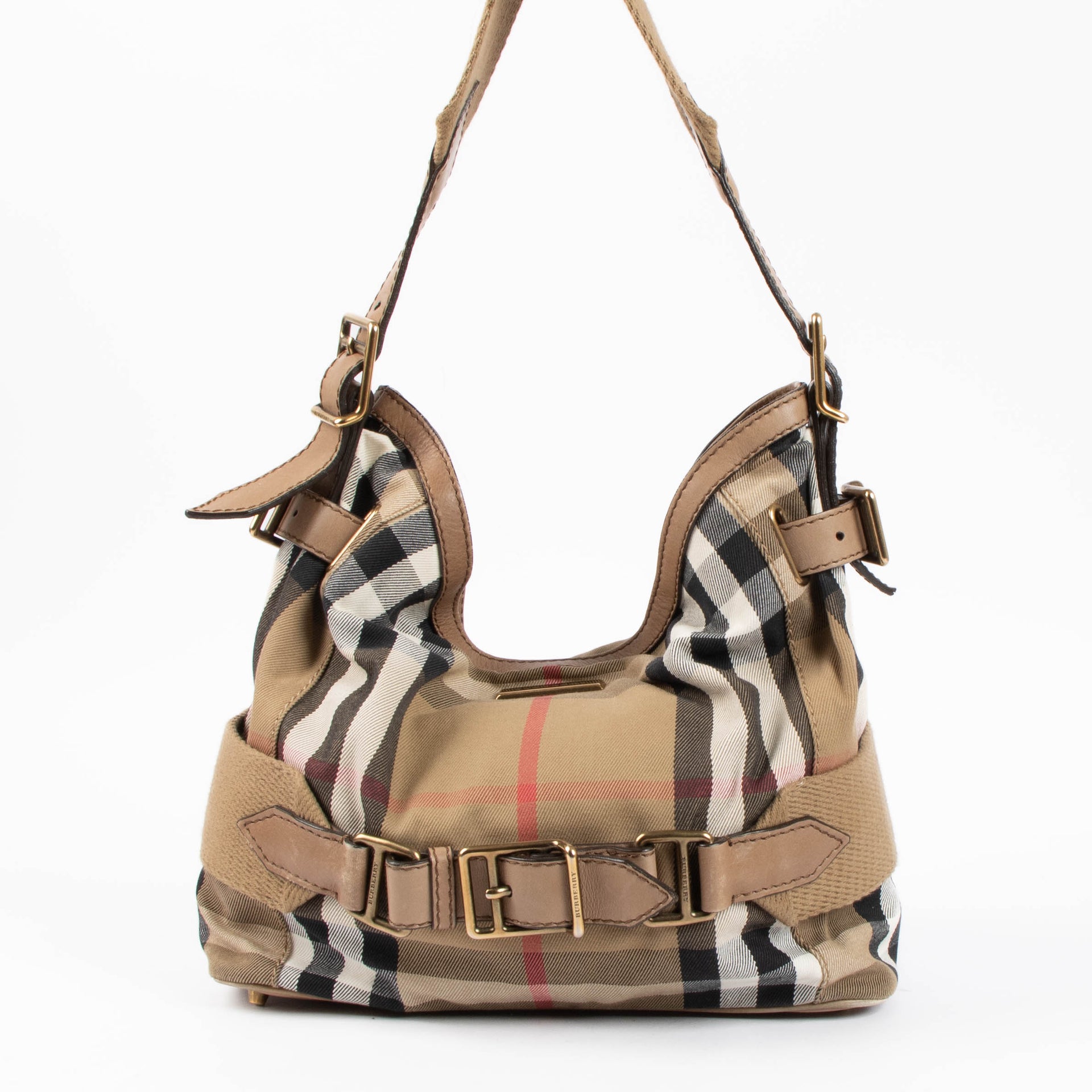 Shop the authentic Burberry House Check Canvas Parsons Hobo Bag second hand on Labellov.com