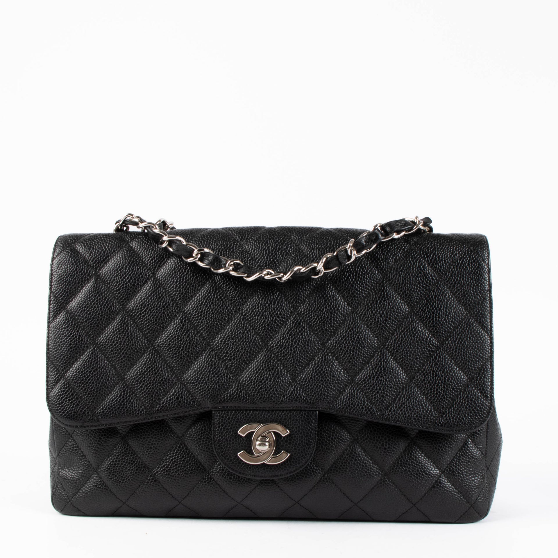 Chanel Black Caviar Large/Jumbo Classic Single Flap bag