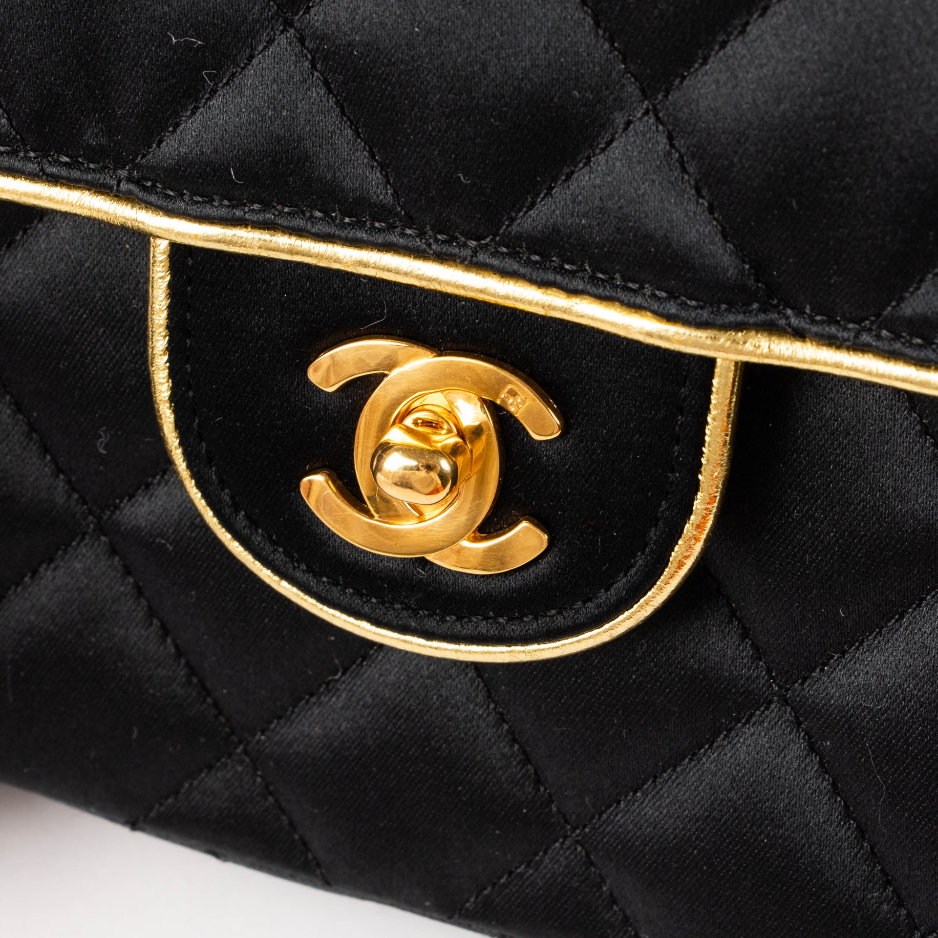 Chanel Black Vintage Satin Square Flap Bag