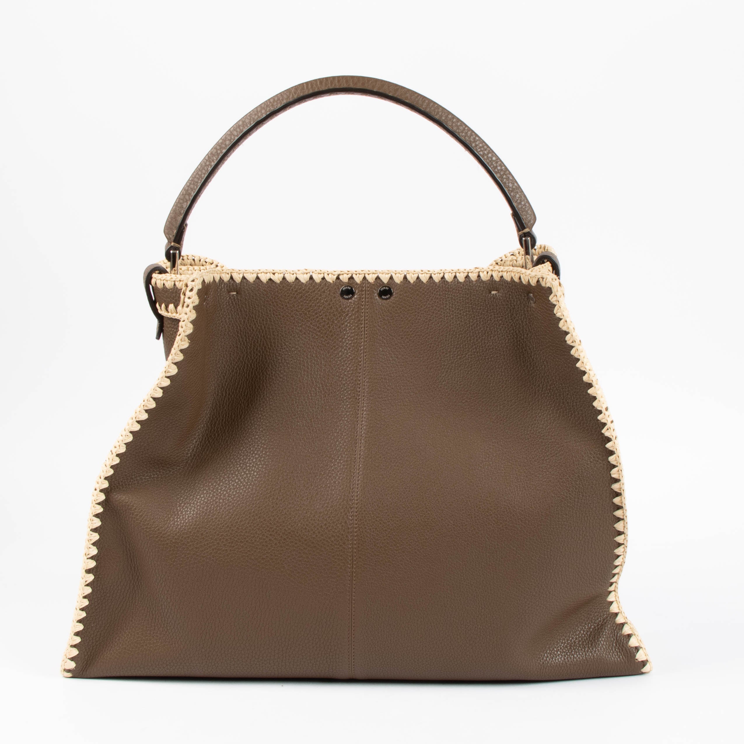 Fendi Brown Raffia Trim Large Peekaboo X-Lite Bag – Labellov