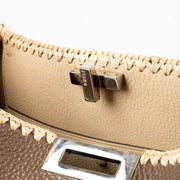 Shop the authentic Fendi Brown Raffia Trim Large Peekaboo X-Lite Bag second hand on Labellov.com