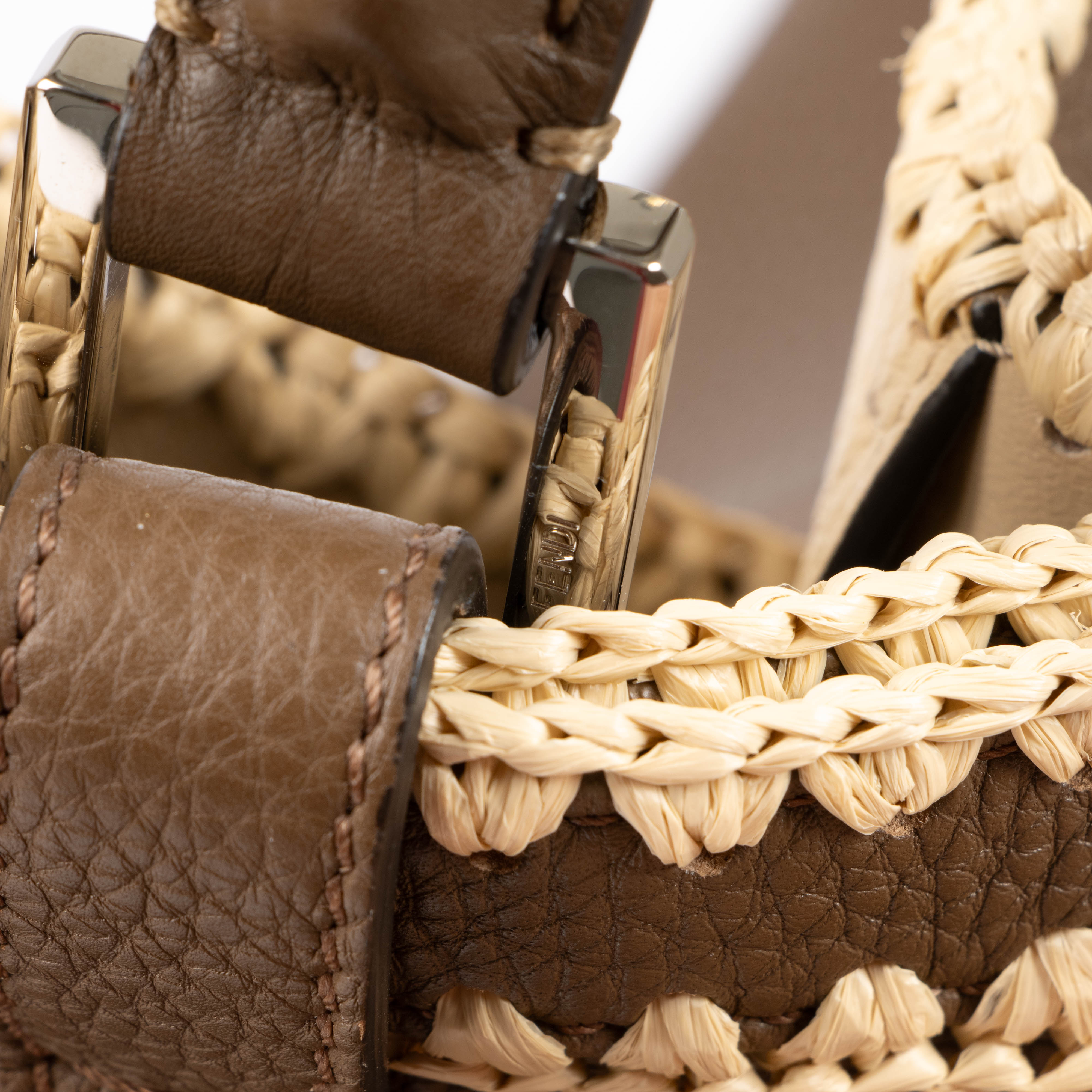 Fendi Brown Raffia Trim Large Peekaboo X-Lite Bag – Labellov