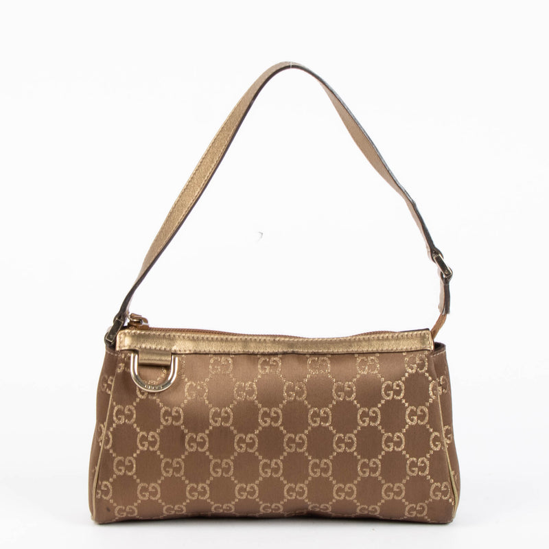 Gucci Bronze GG Satin Abbey D Ring Clutch