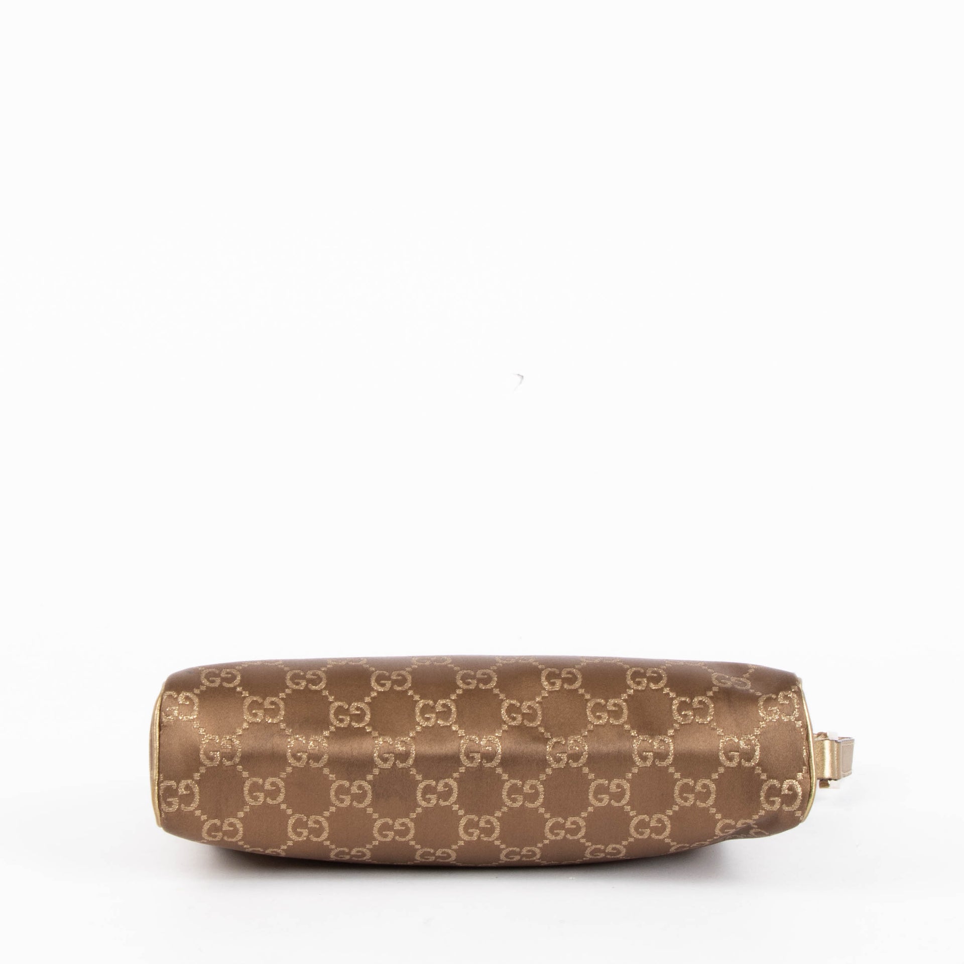 Gucci Bronze GG Satin Abbey D Ring Clutch