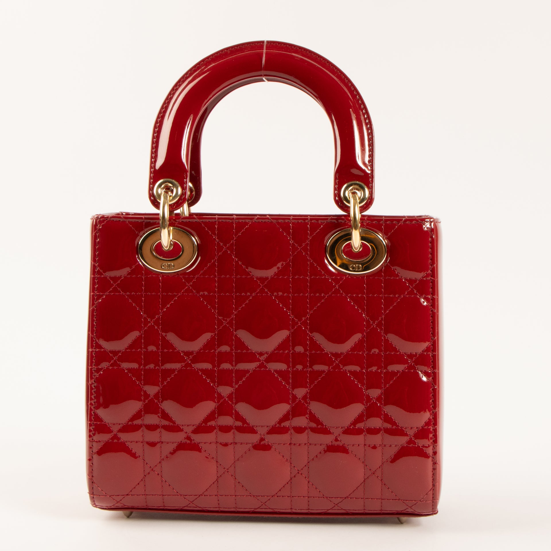Shop the 100% authentic Christian Dior Cerise Patent Leather Lady Dior Small Bag second hand on Labellov.com!