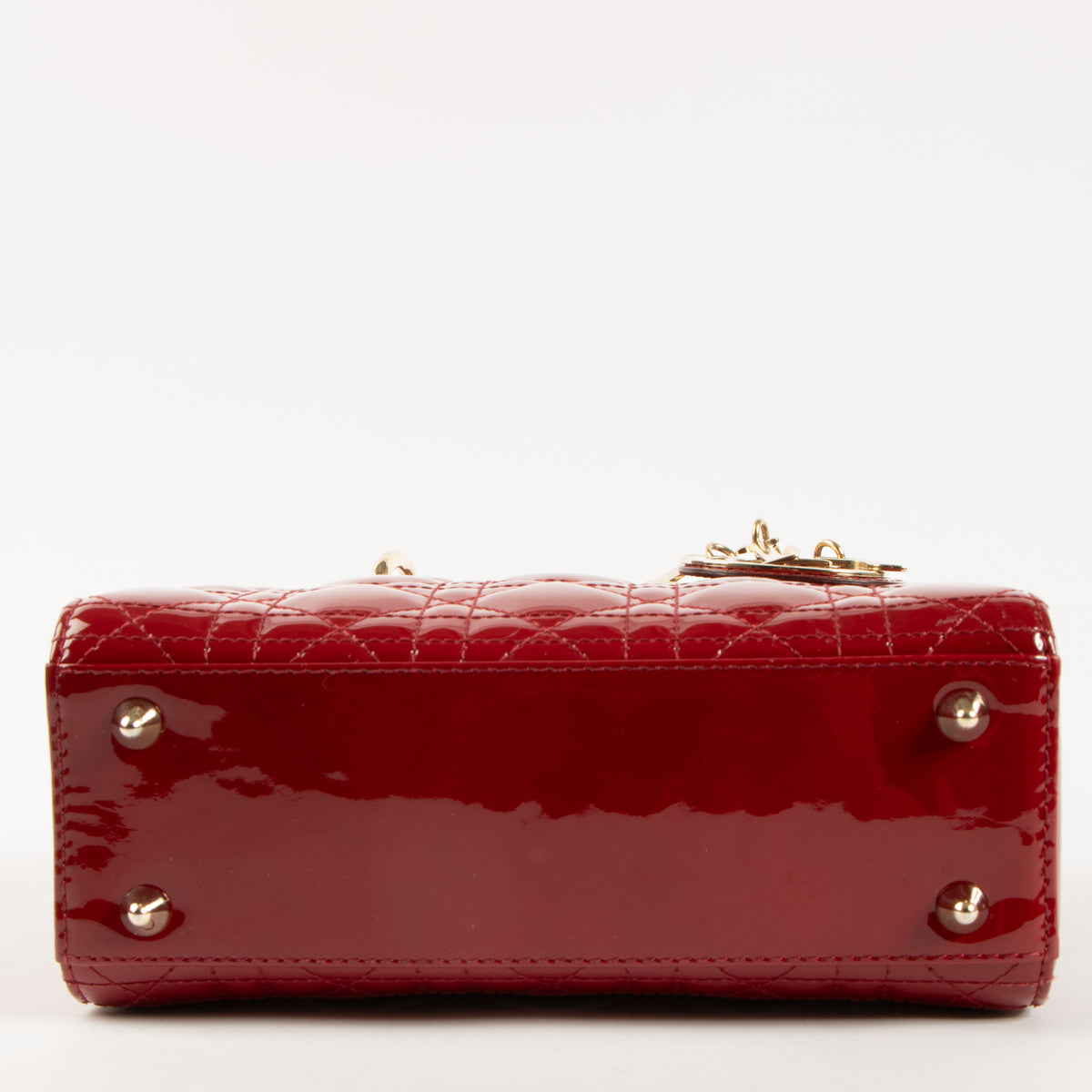 Shop the 100% authentic Christian Dior Cerise Patent Leather Lady Dior Small Bag second hand on Labellov.com!