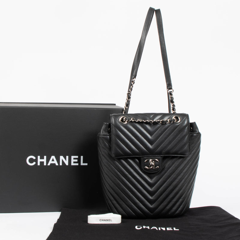 Chanel Black Chevron Urban Spirit Backpack