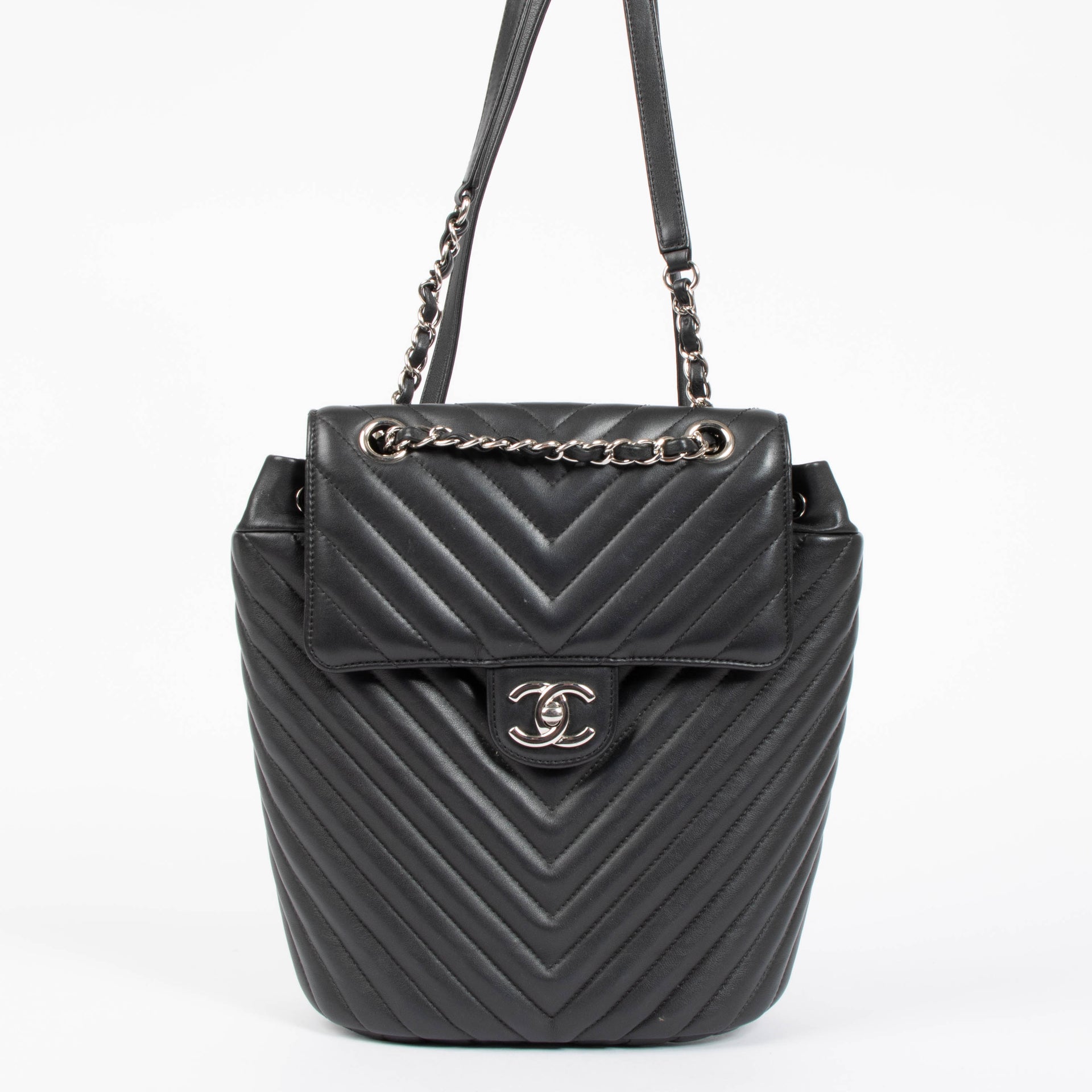 Chanel Black Chevron Urban Spirit Backpack