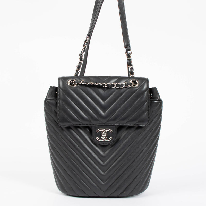 Chanel Black Chevron Urban Spirit Backpack