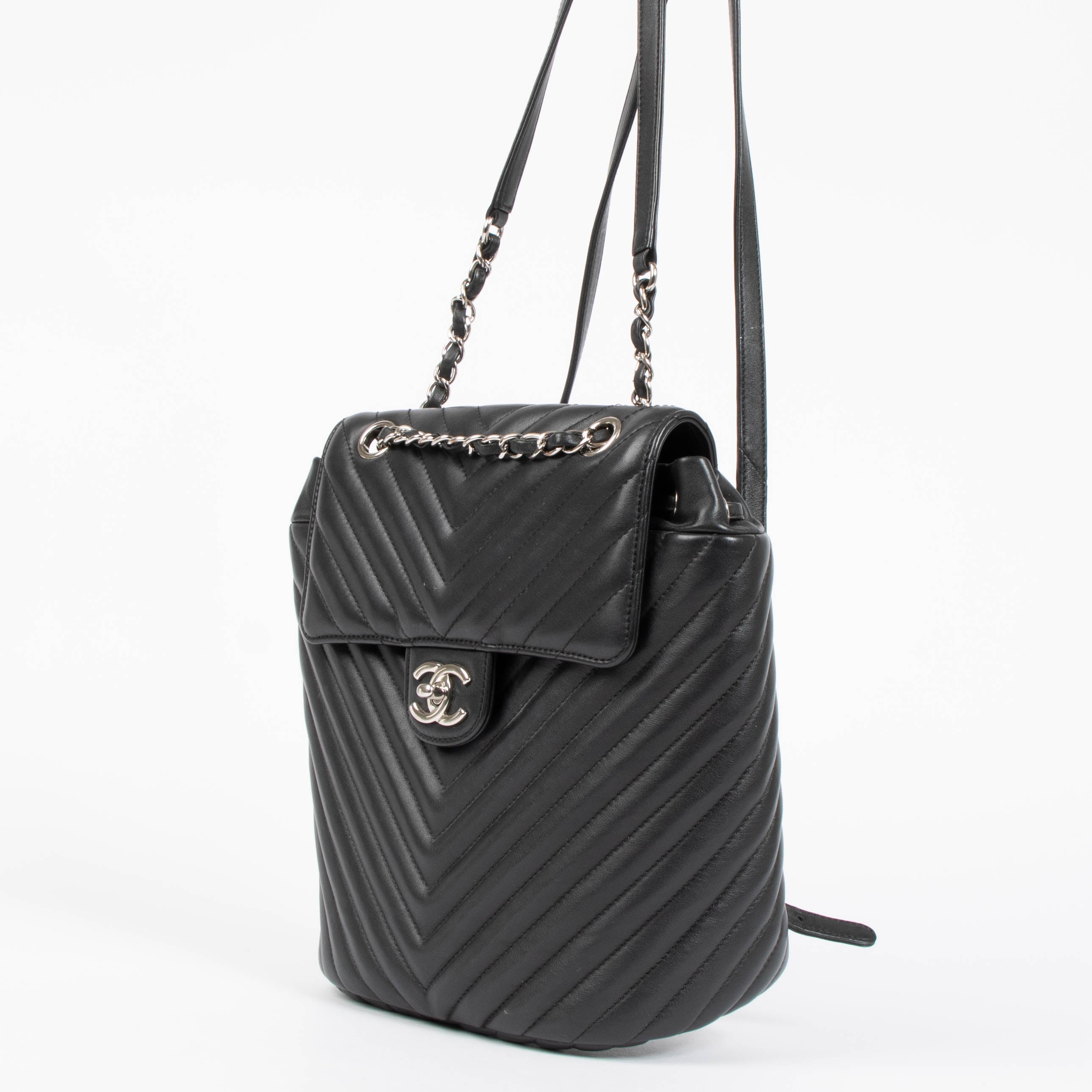 Chanel Black Chevron Urban Spirit Backpack – Labellov