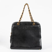 Shop the authentic Chanel Black Caviar Vintage Logo Tote Bag 