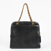 Shop the authentic Chanel Black Caviar Vintage Logo Tote Bag 