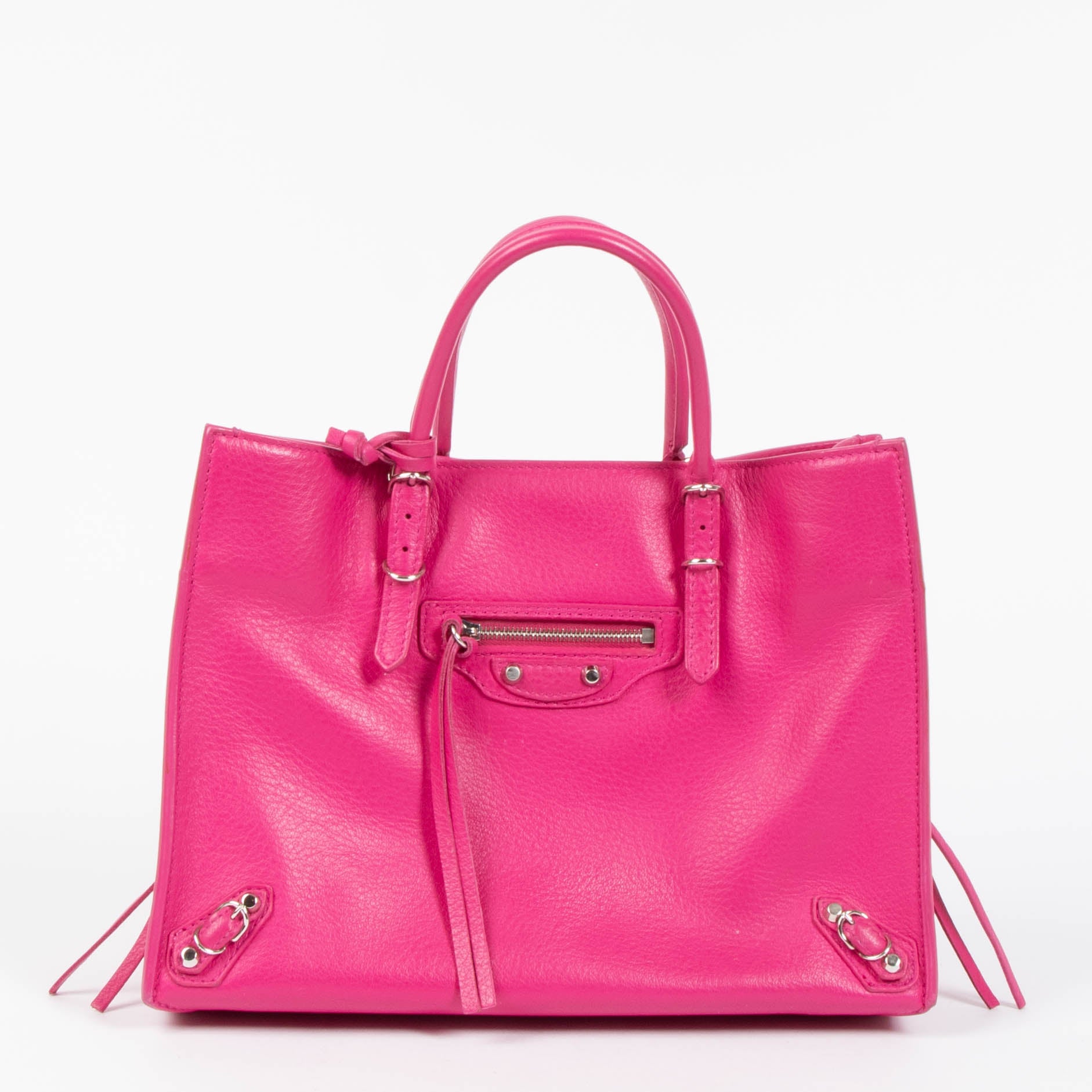 Balenciaga Fuchsia Leather Zip Around Papier A6 Bag