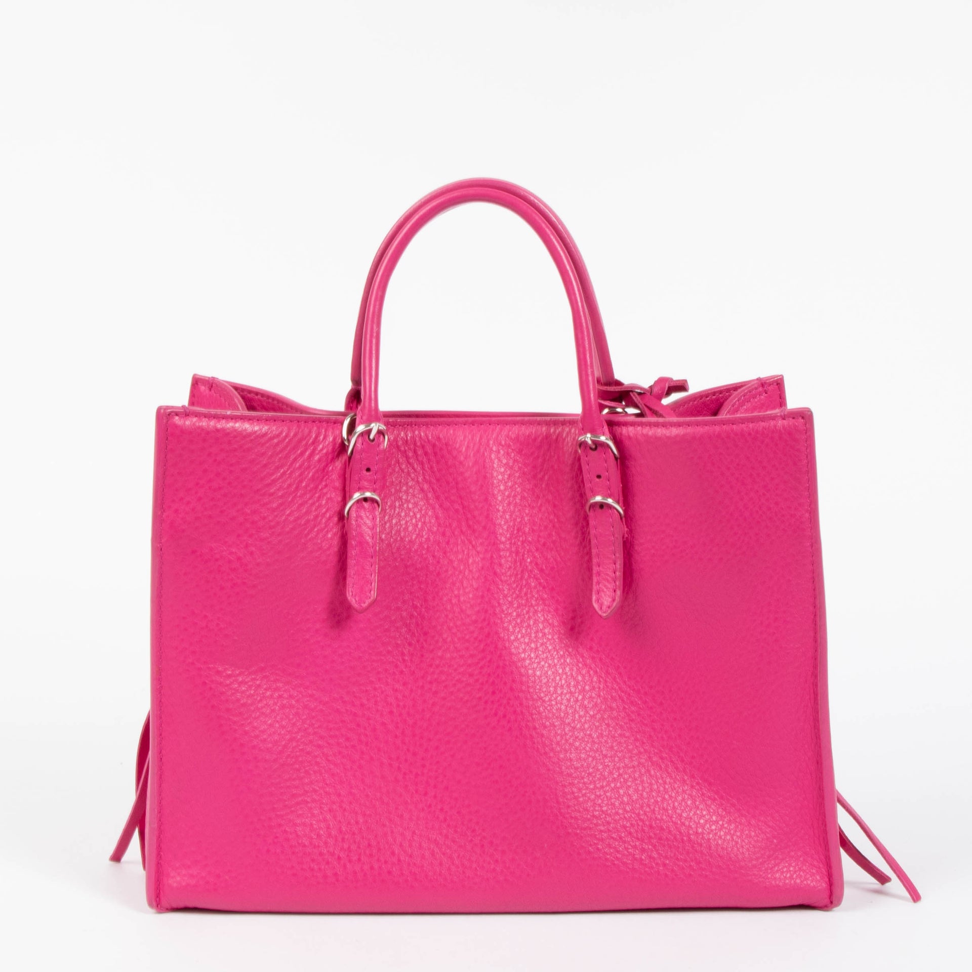 Balenciaga Fuchsia Leather Zip Around Papier A6 Bag