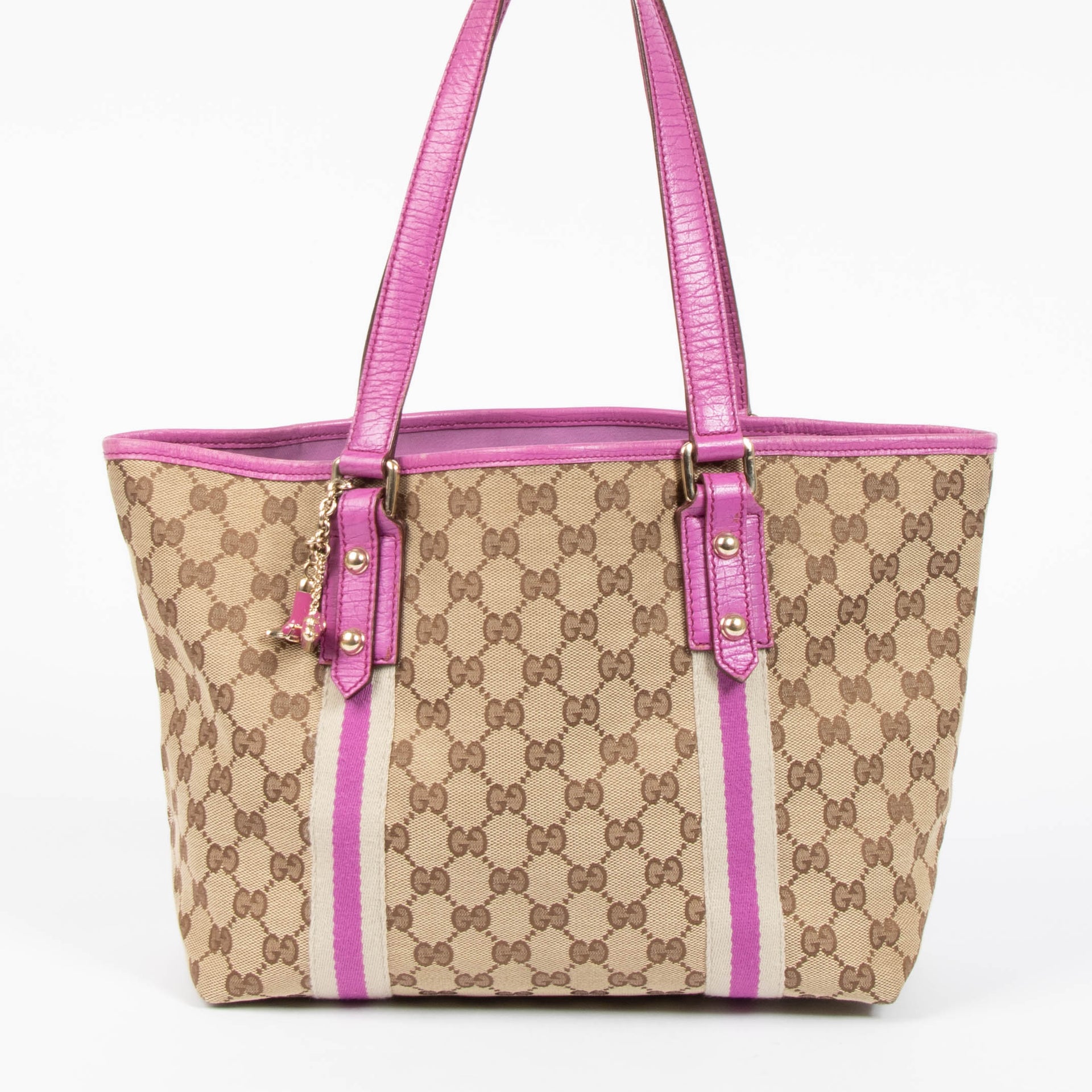 Shop the authentic Gucci Pink/GG Canvas Tote Bag second hand on Labellov.com