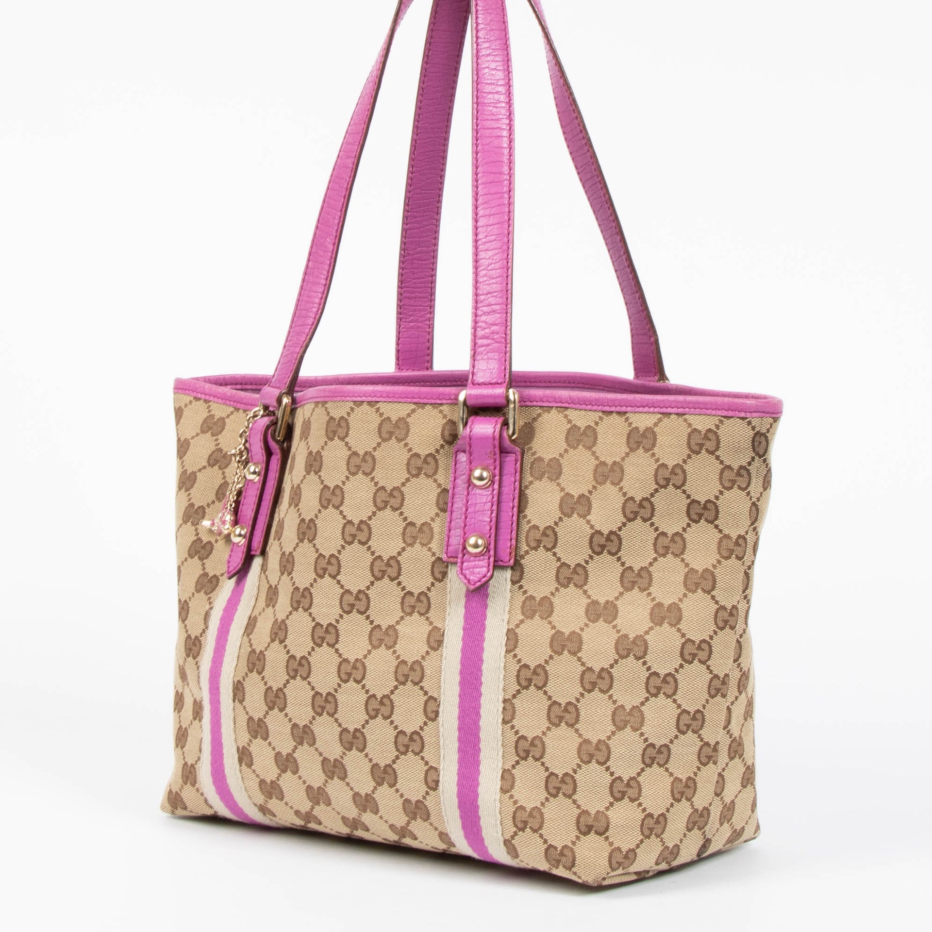 Shop the authentic Gucci Pink/GG Canvas Tote Bag second hand on Labellov.com