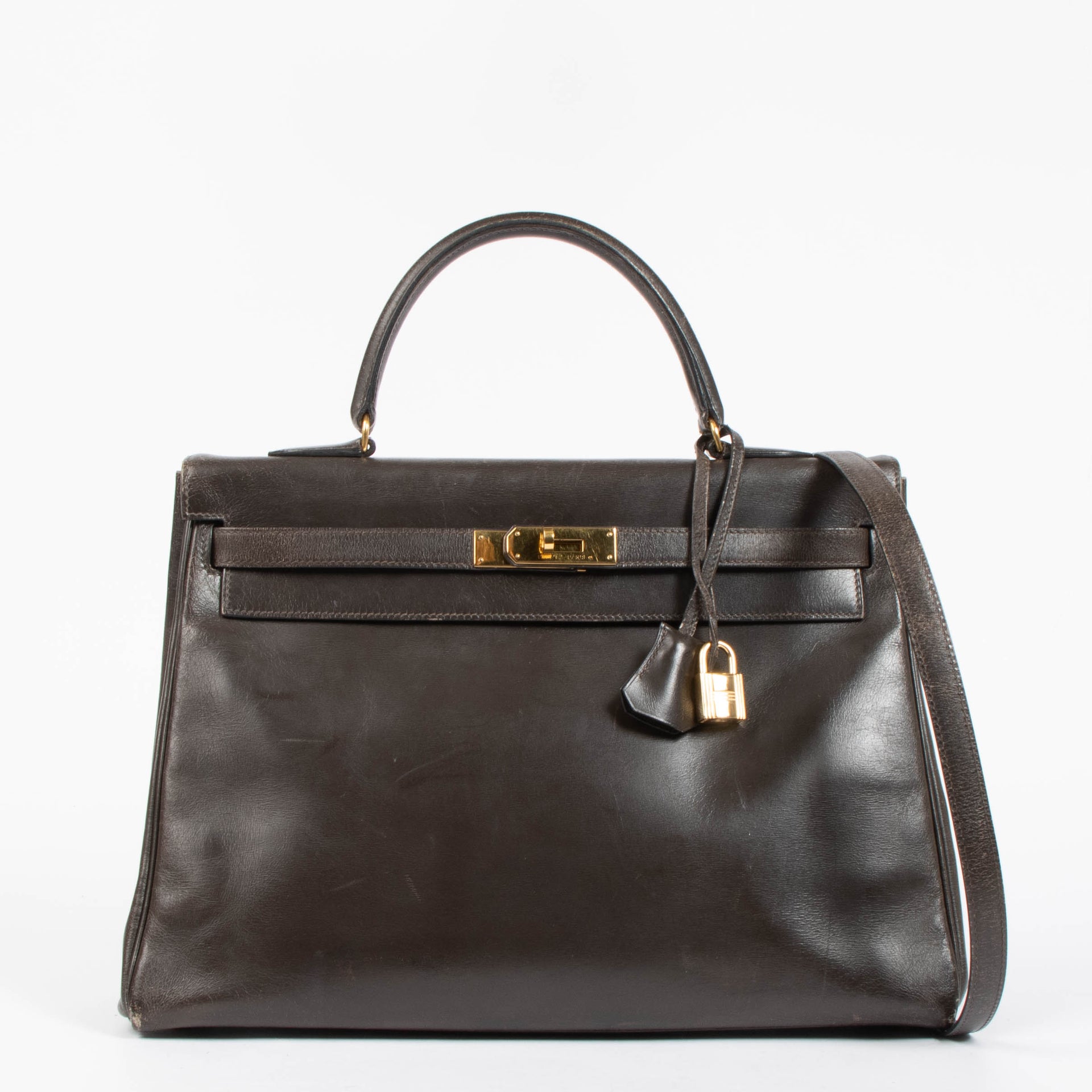 Hermès Vintage Kelly 35 Brown Box GHW