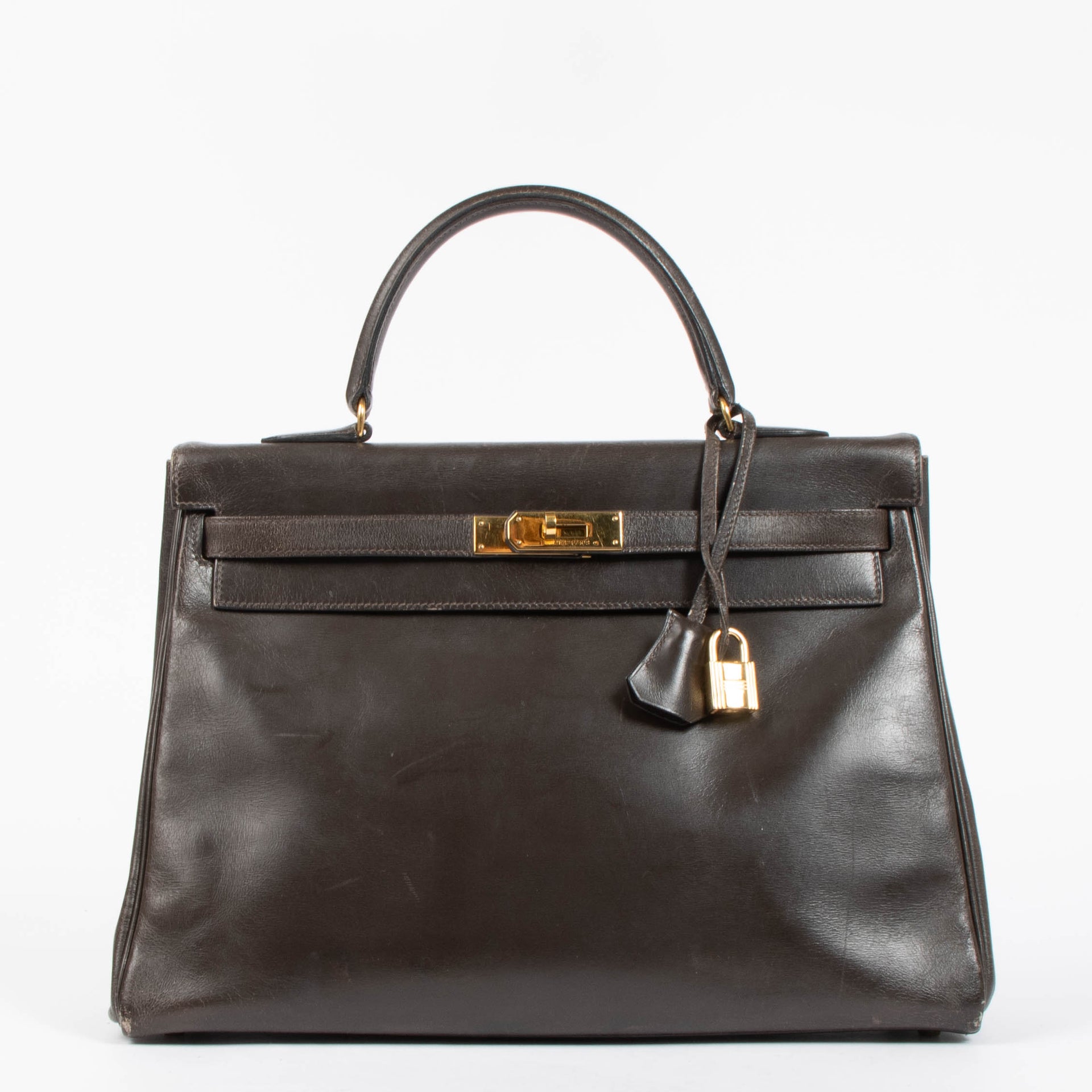 Hermès Vintage Kelly 35 Brown Box GHW