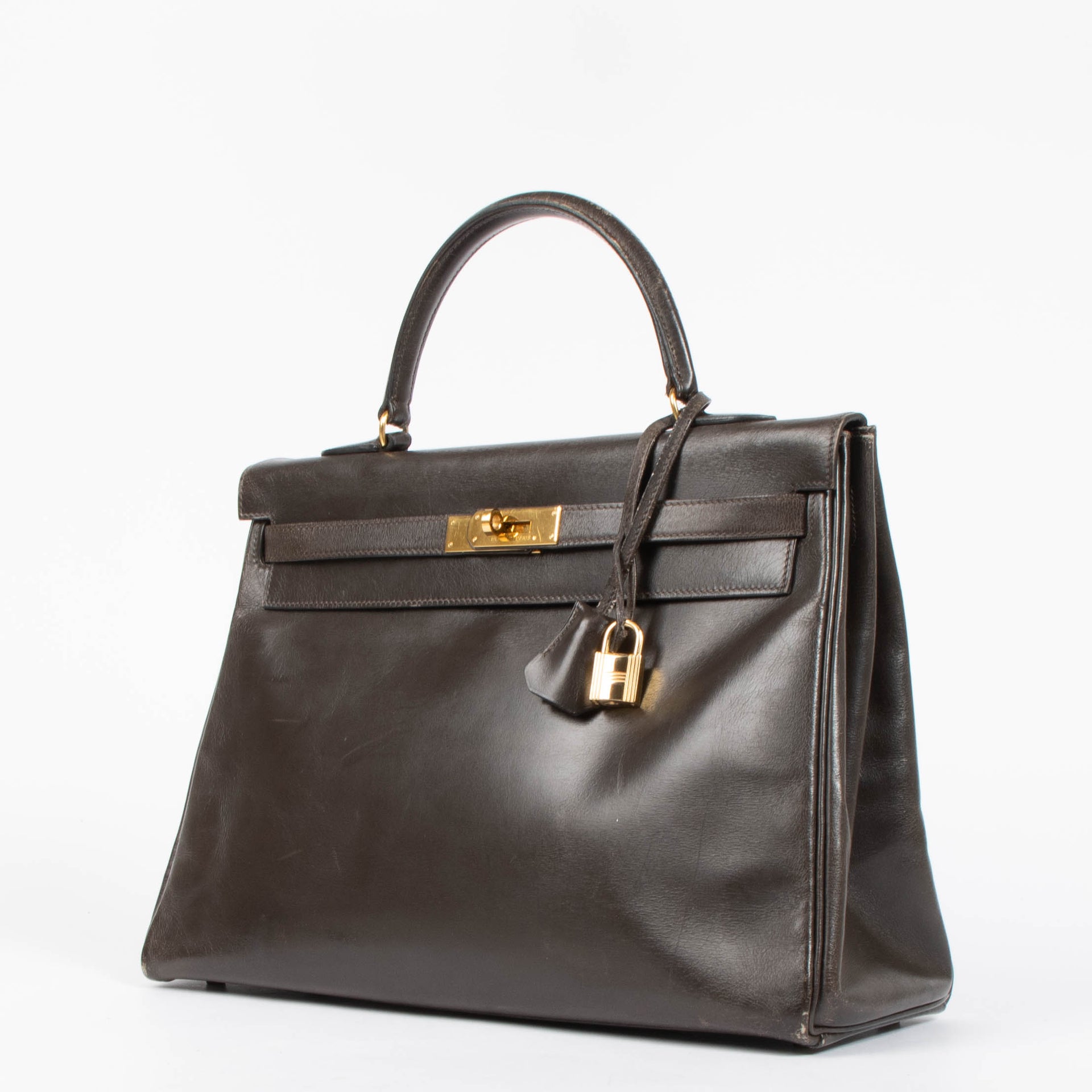 Hermès Vintage Kelly 35 Brown Box GHW